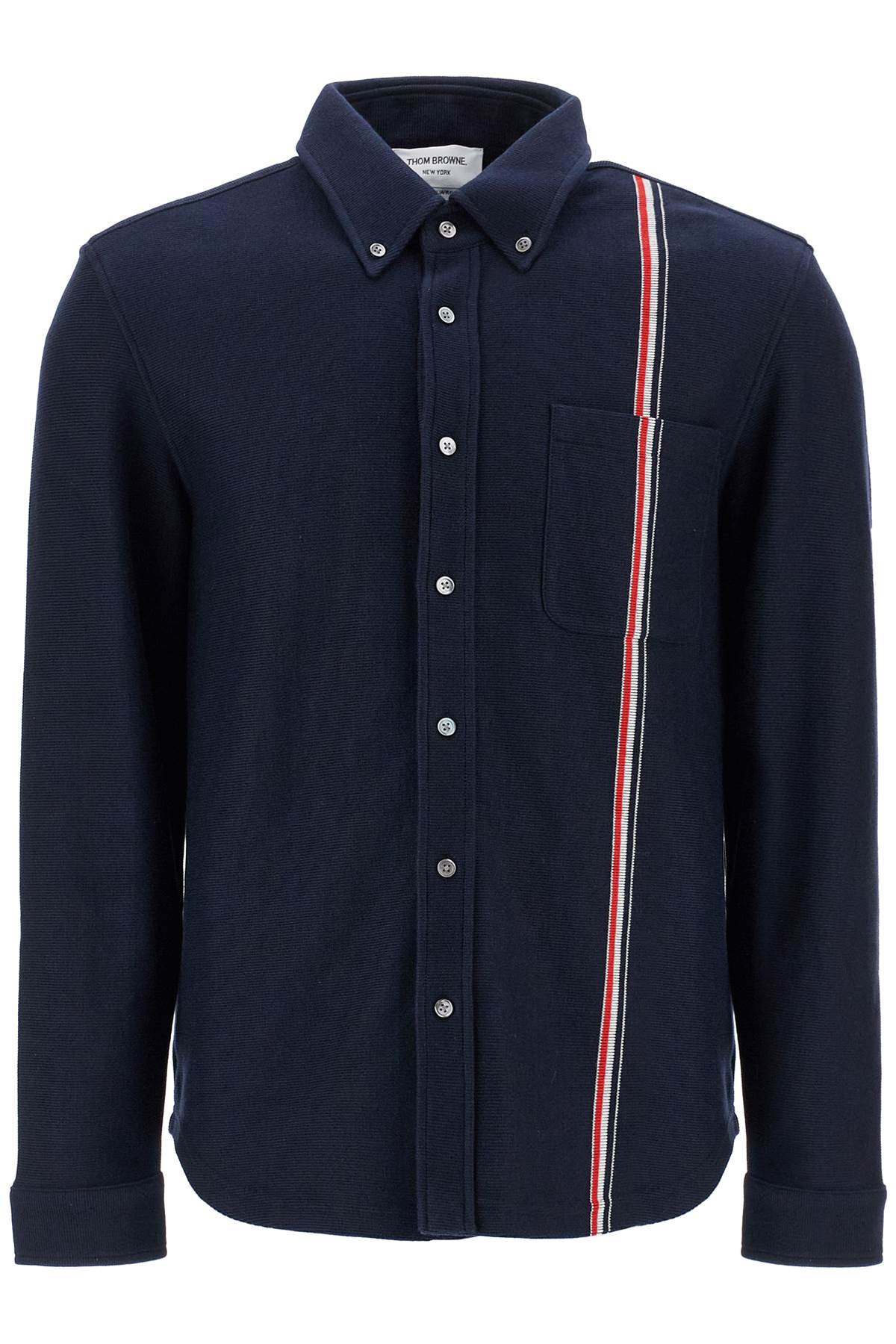 Thom Browne Tricolor Knit Button-Down Overshirt image 0