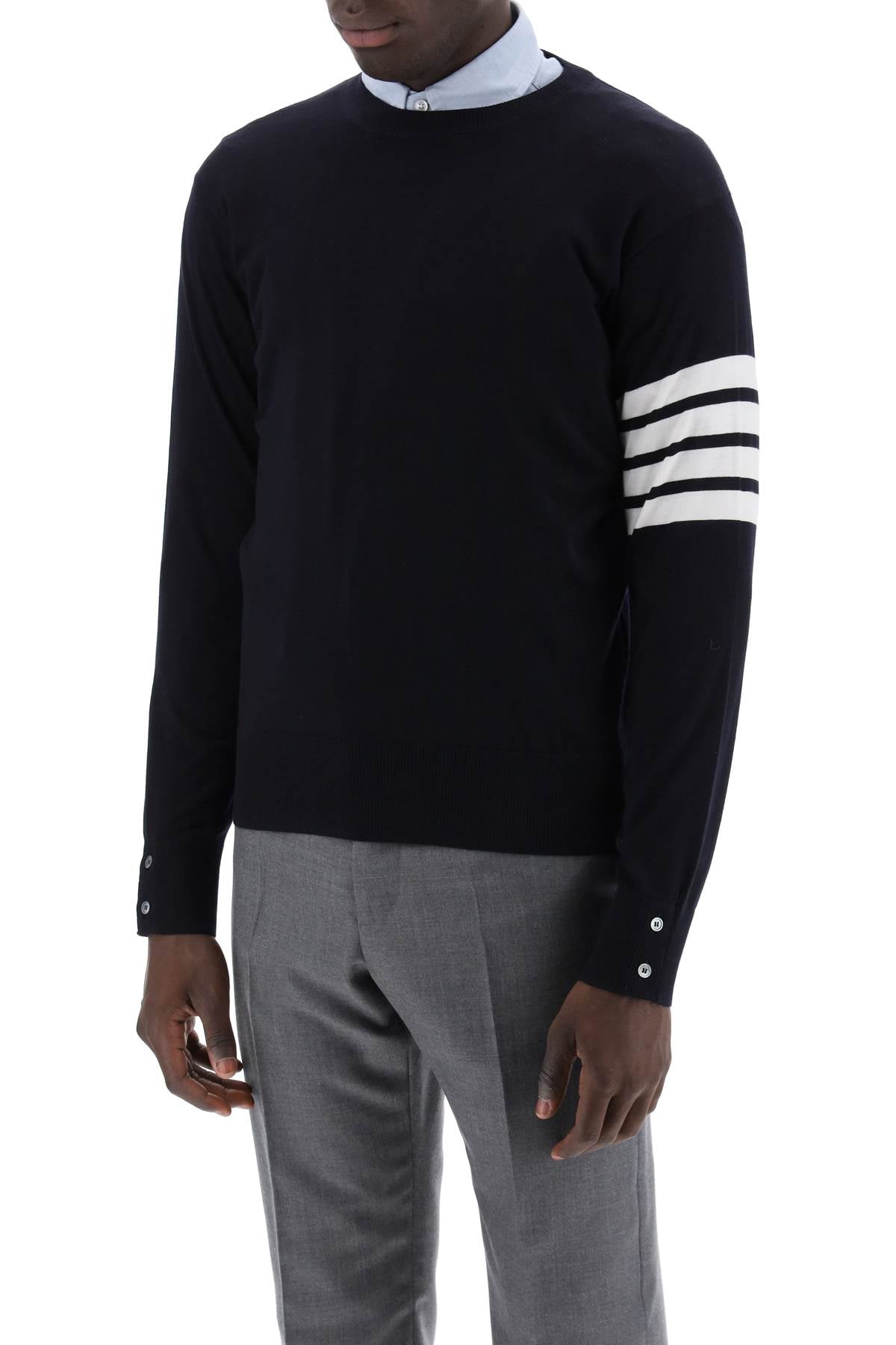 Thom Browne Lightweight Merino Wool 4-Bar Crewneck Pullover image 3