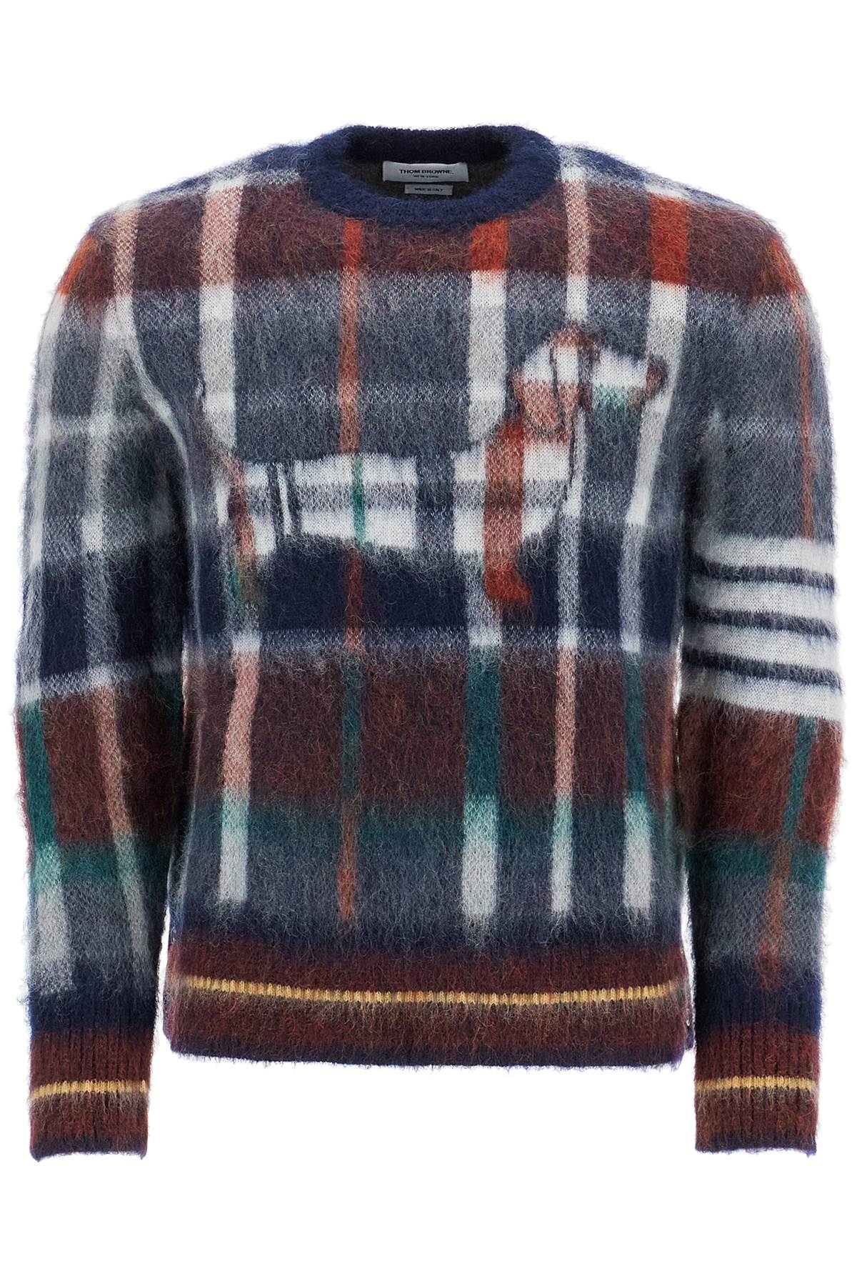 Thom Browne Brushed Mohair Tartan Crewneck Pullover image 0