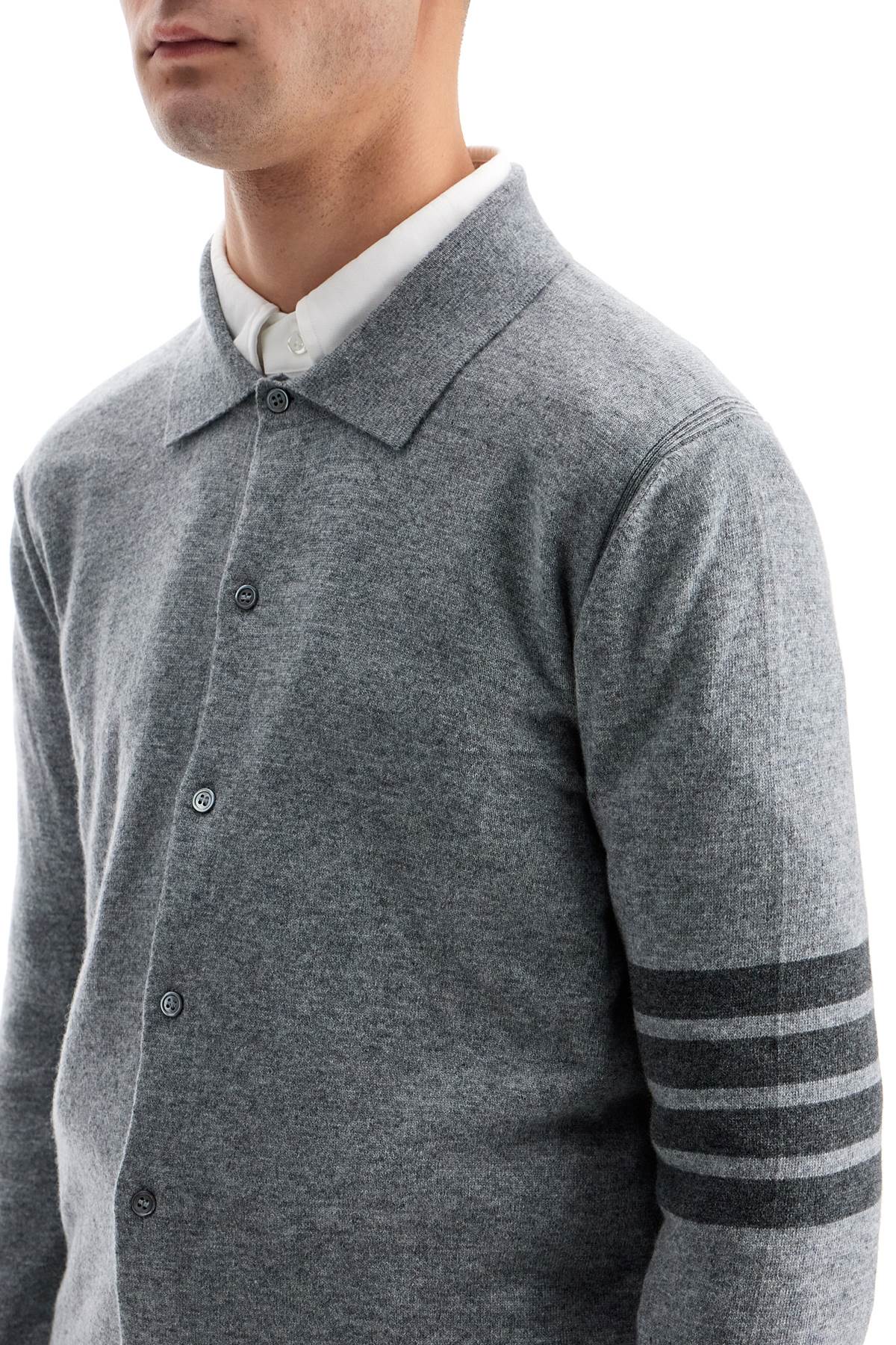 Thom Browne Men's Pure Cashmere Cardigan with 4-Bar Detail image 3