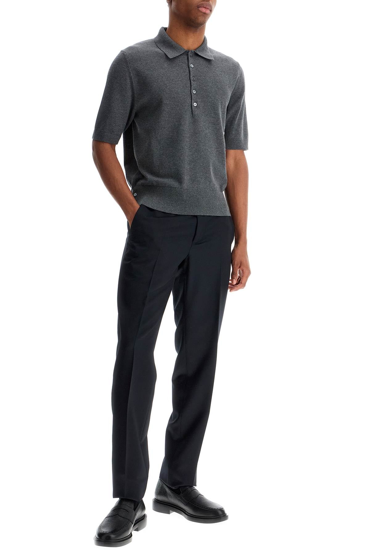 Thom Browne Men's 4-Bar Knit Cotton Polo Shirt image 3