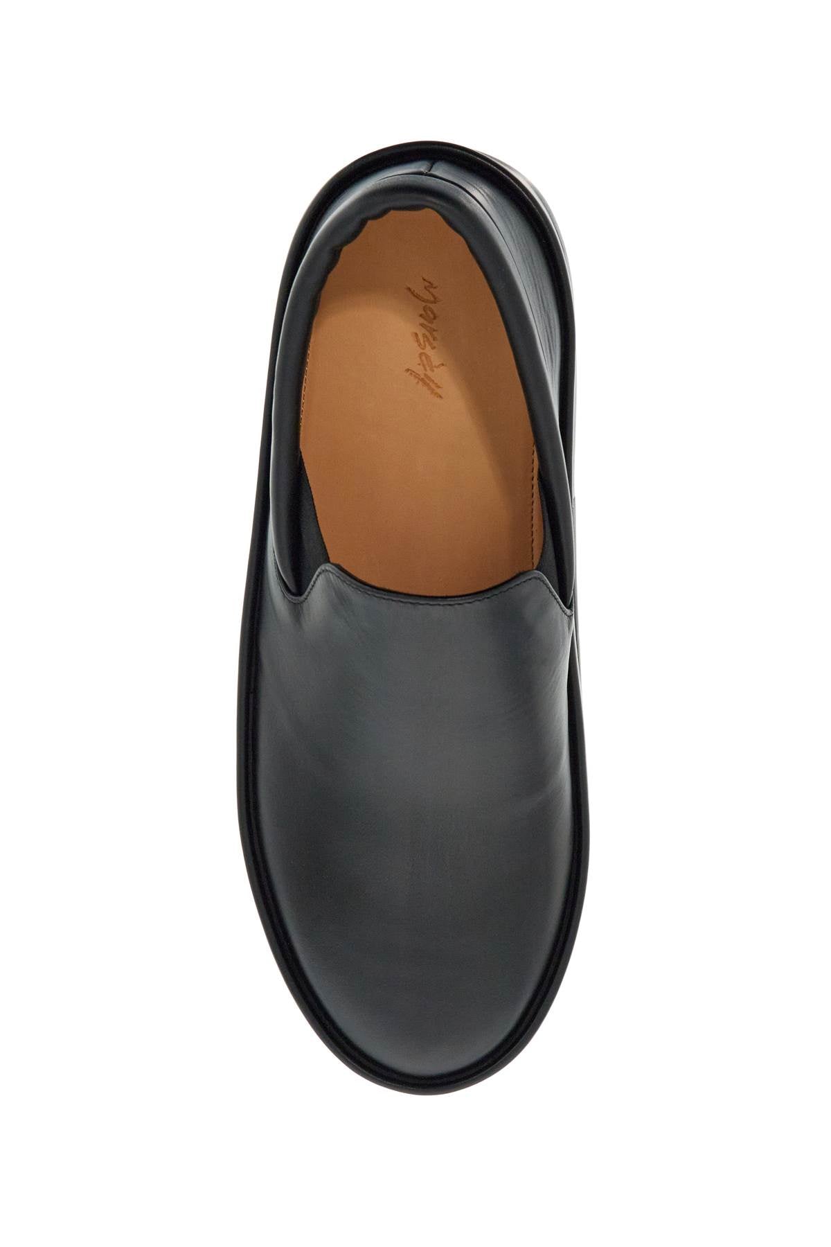 Marsell minimalist black calfskin slip-on slippers with rubber sole image 1