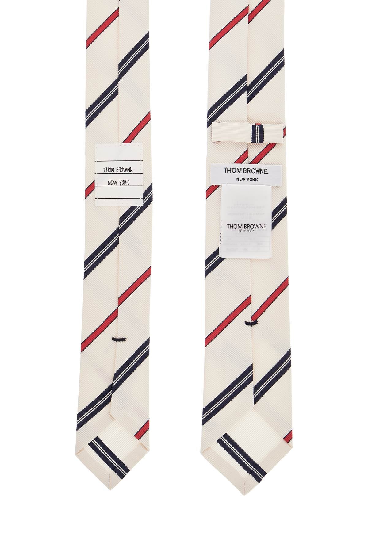 Thom Browne classic ivory tie with red and blue stripes in silk and cotton image 1