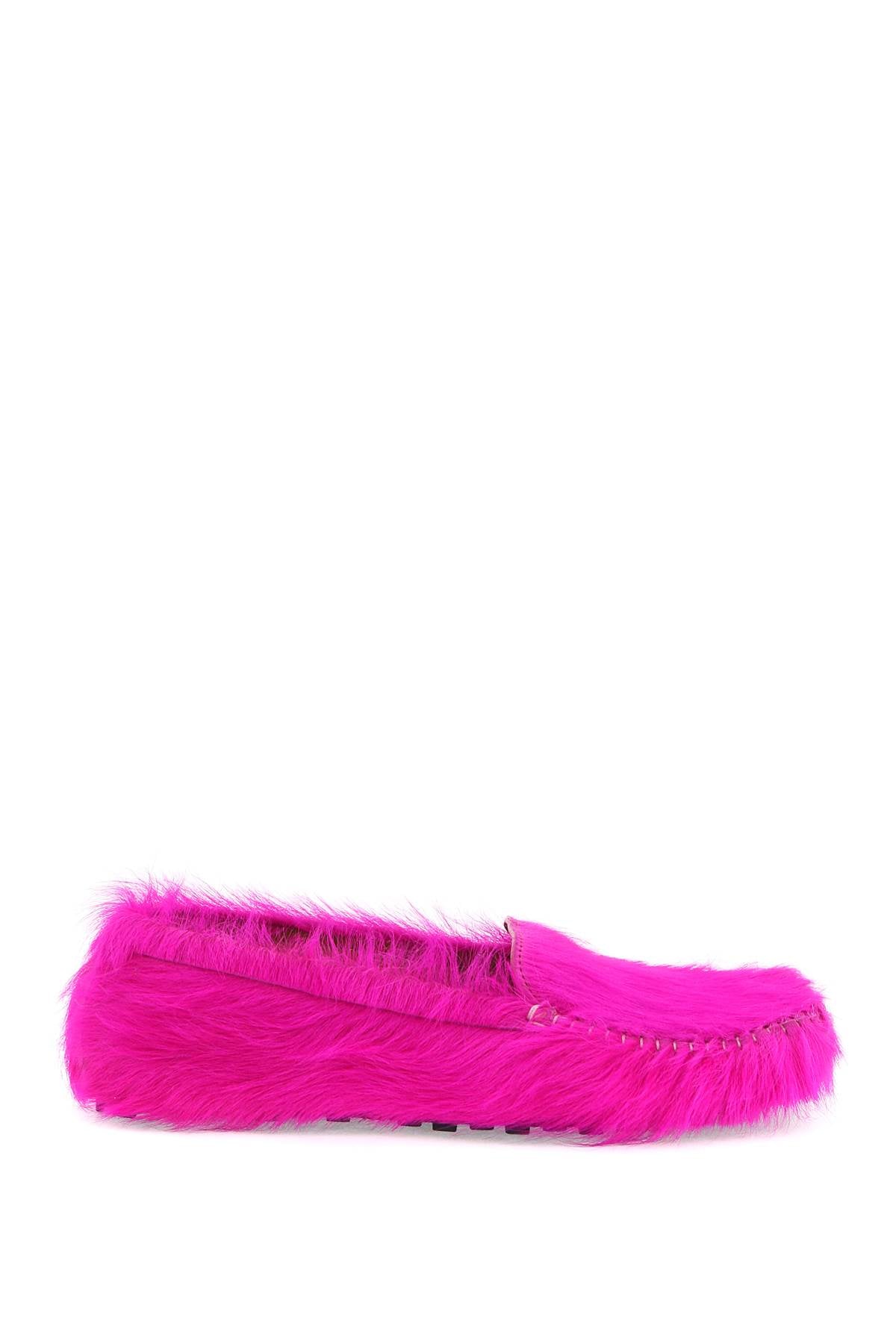 Marni long-haired leather moccasins in image 0