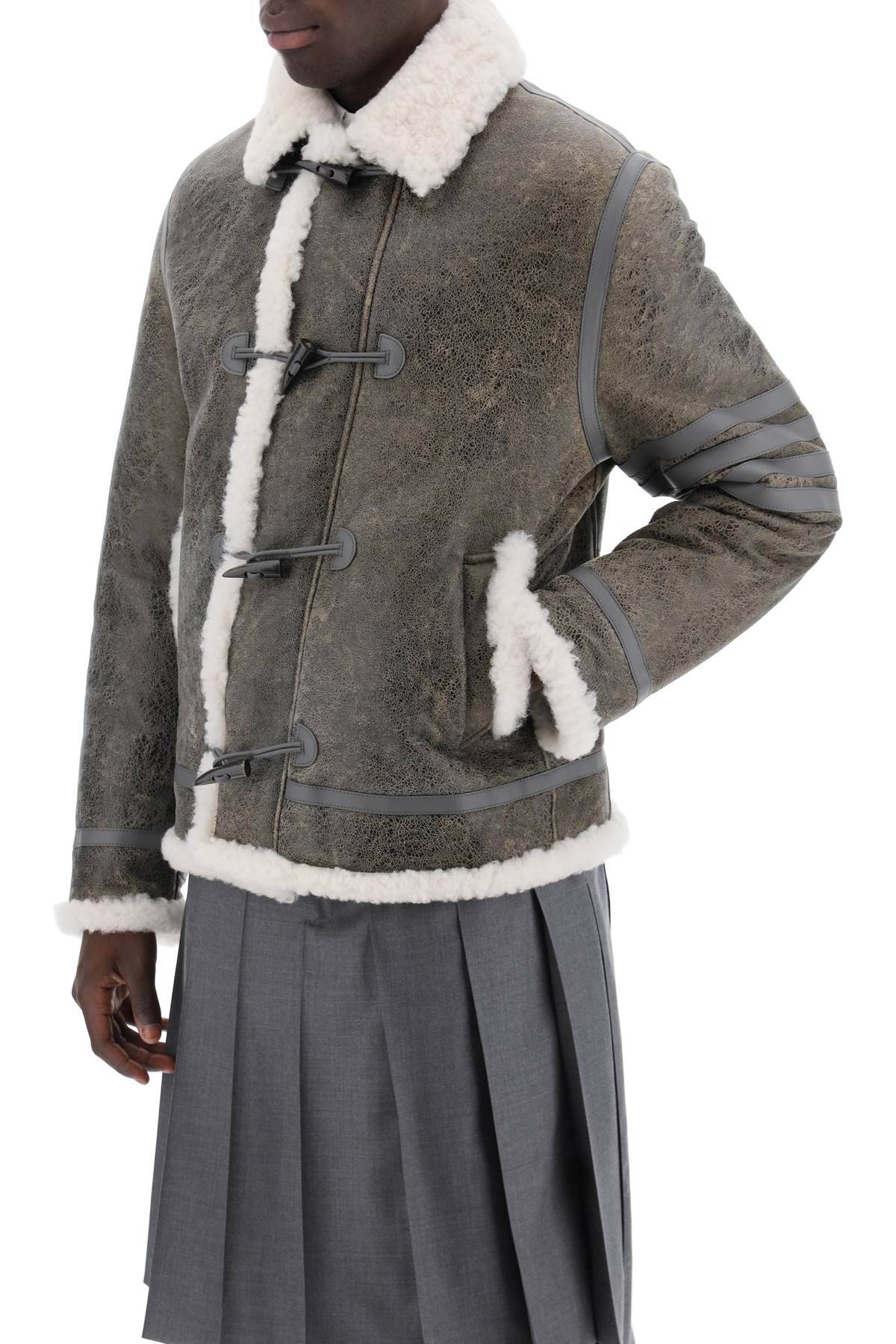 Thom Browne Cropped Shearling Montgomery Jacket image 3