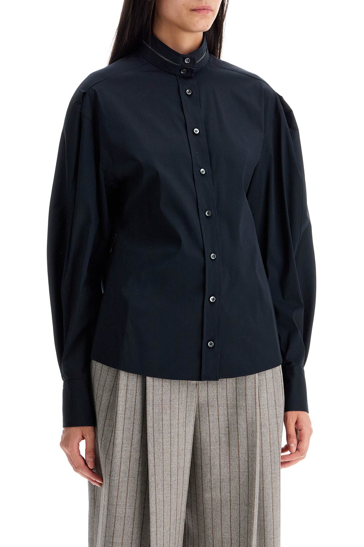 Brunello Cucinelli High-Neck Blouse with Monile Embellishment image 1