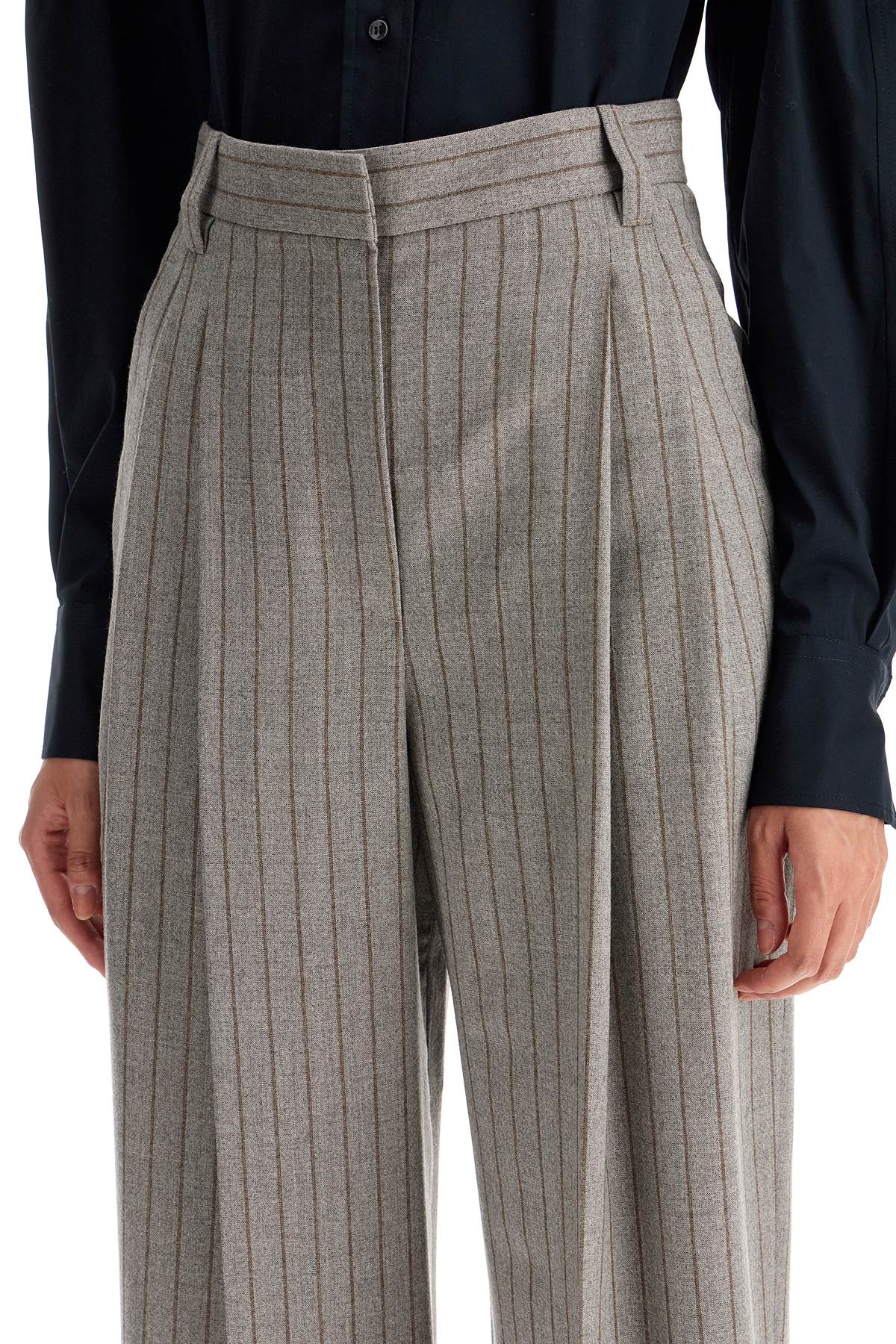 Brunello Cucinelli wide virgin wool pinstripe trousers image 3