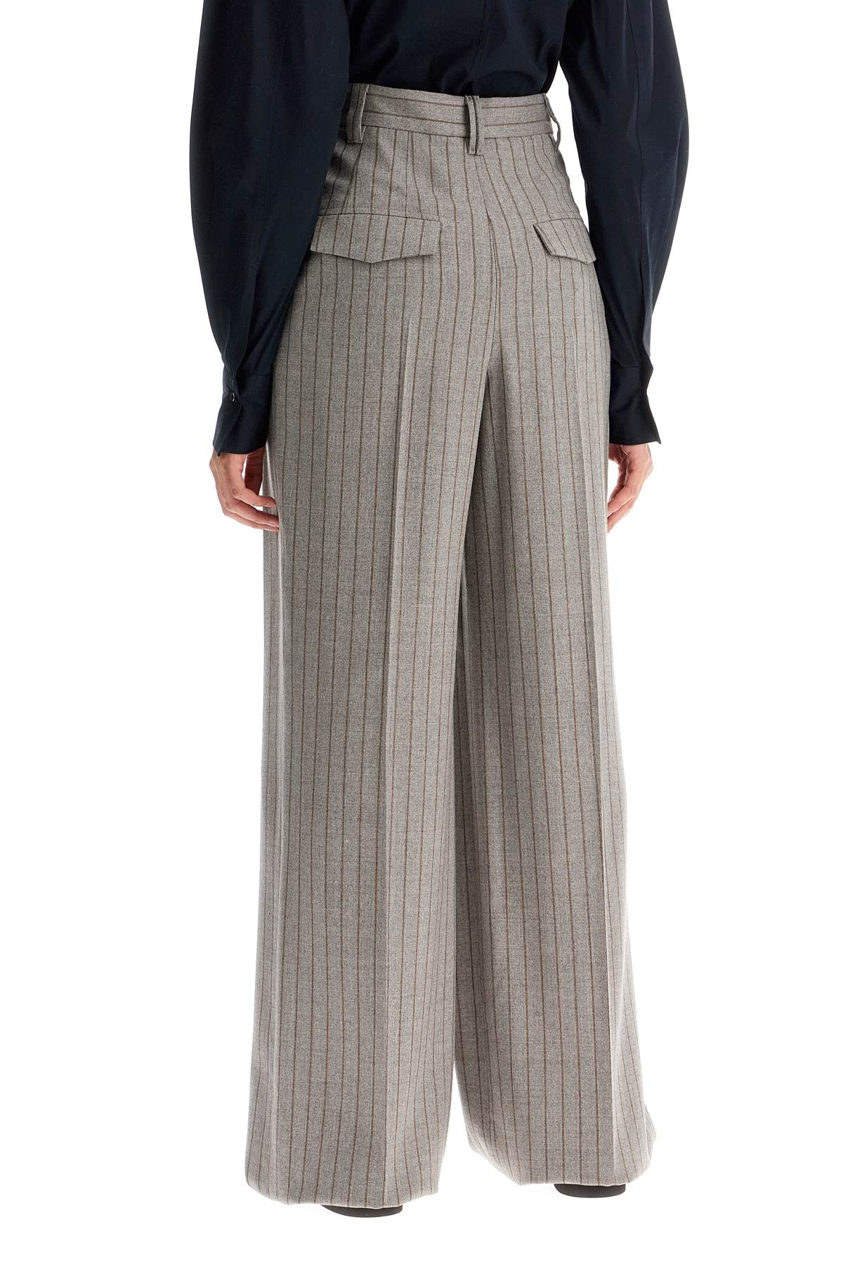 Brunello Cucinelli wide virgin wool pinstripe trousers image 2