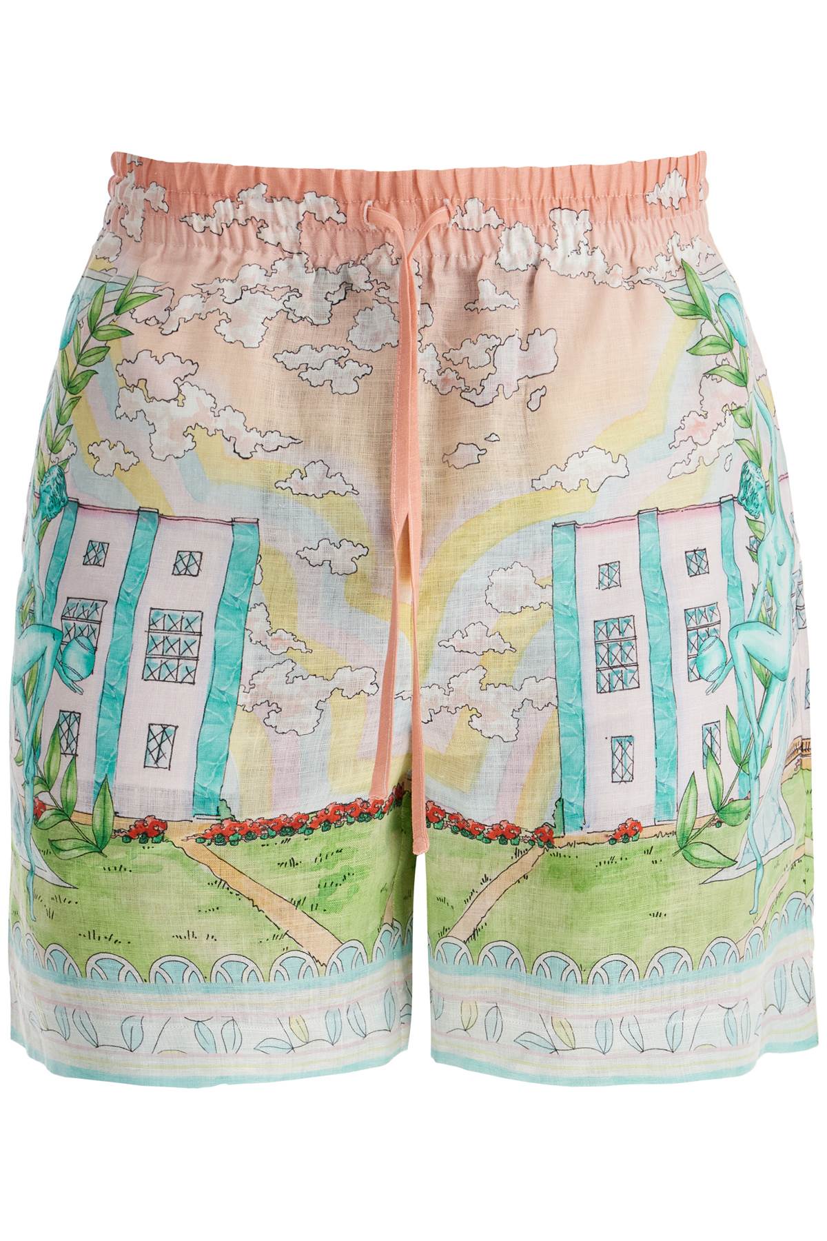 Casablanca Linen Bermuda Shorts - Art Deco Print image 0