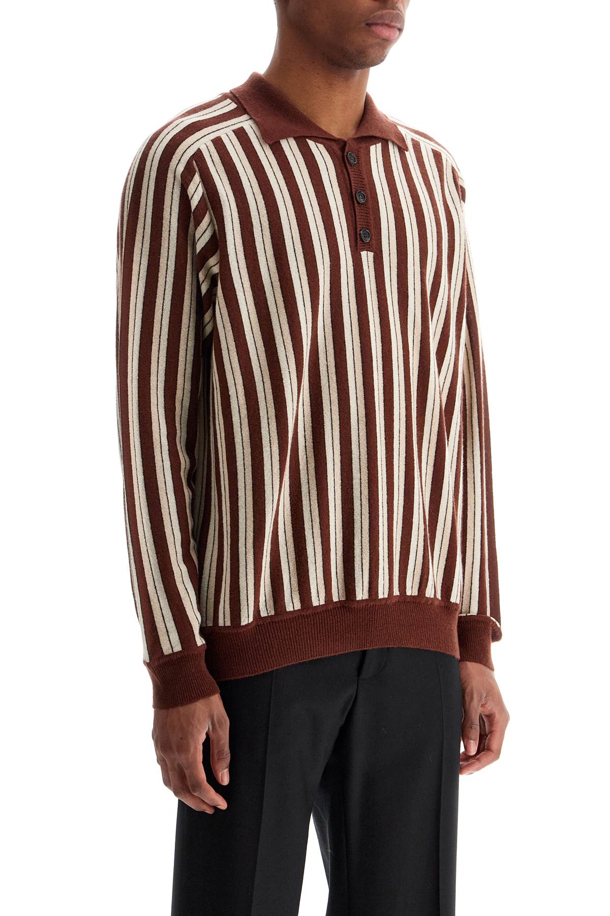 Men's Bode Wool and Cashmere Blend Striped Polo Pullover image 1