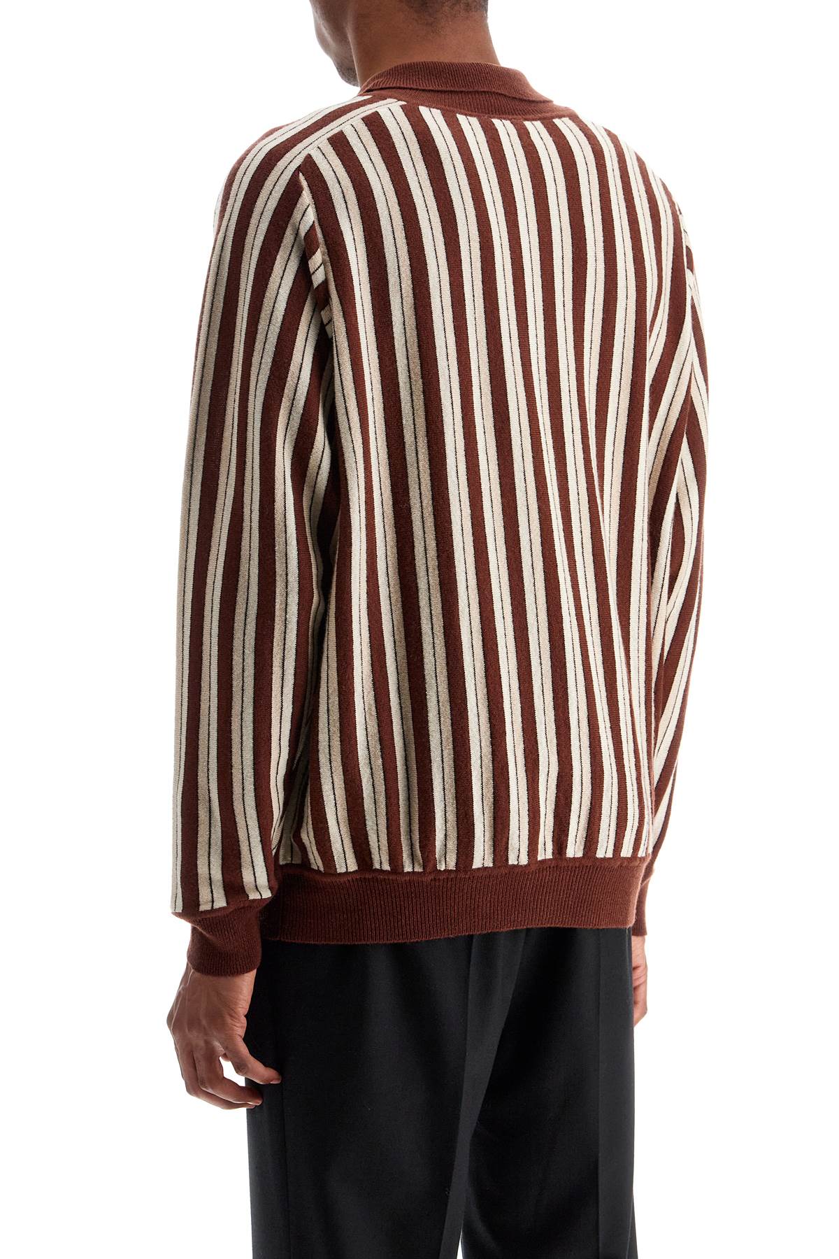 Men's Bode Wool and Cashmere Blend Striped Polo Pullover image 2