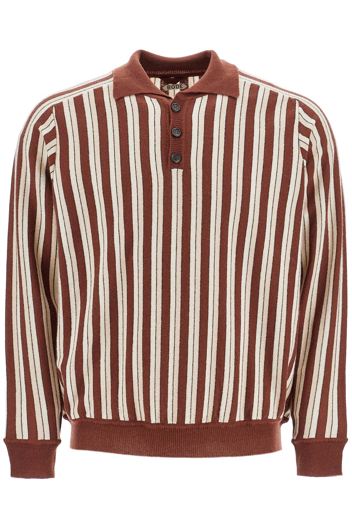 Men's Bode Wool and Cashmere Blend Striped Polo Pullover image 0