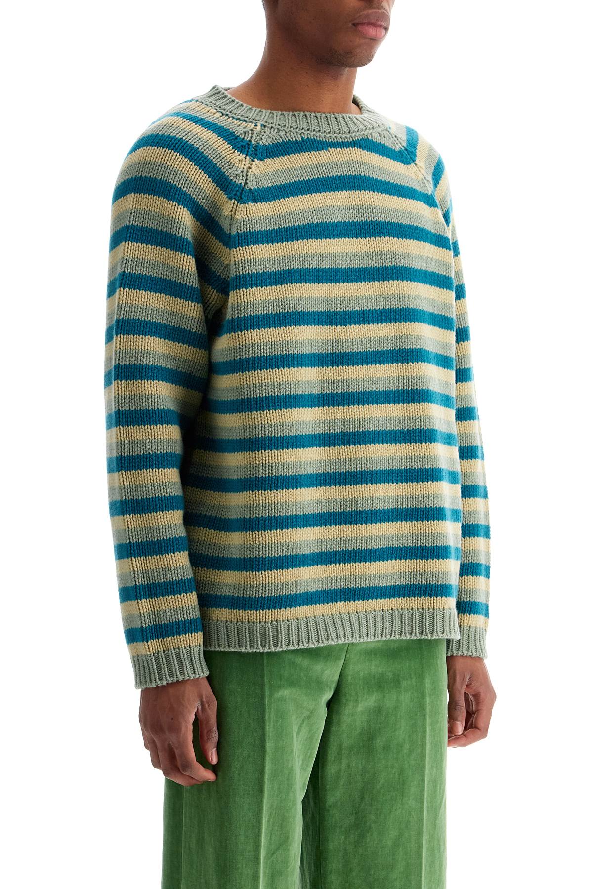 Bode Striped Wool Pullover Sweater: Relaxed Fit, Crew Neck image 1