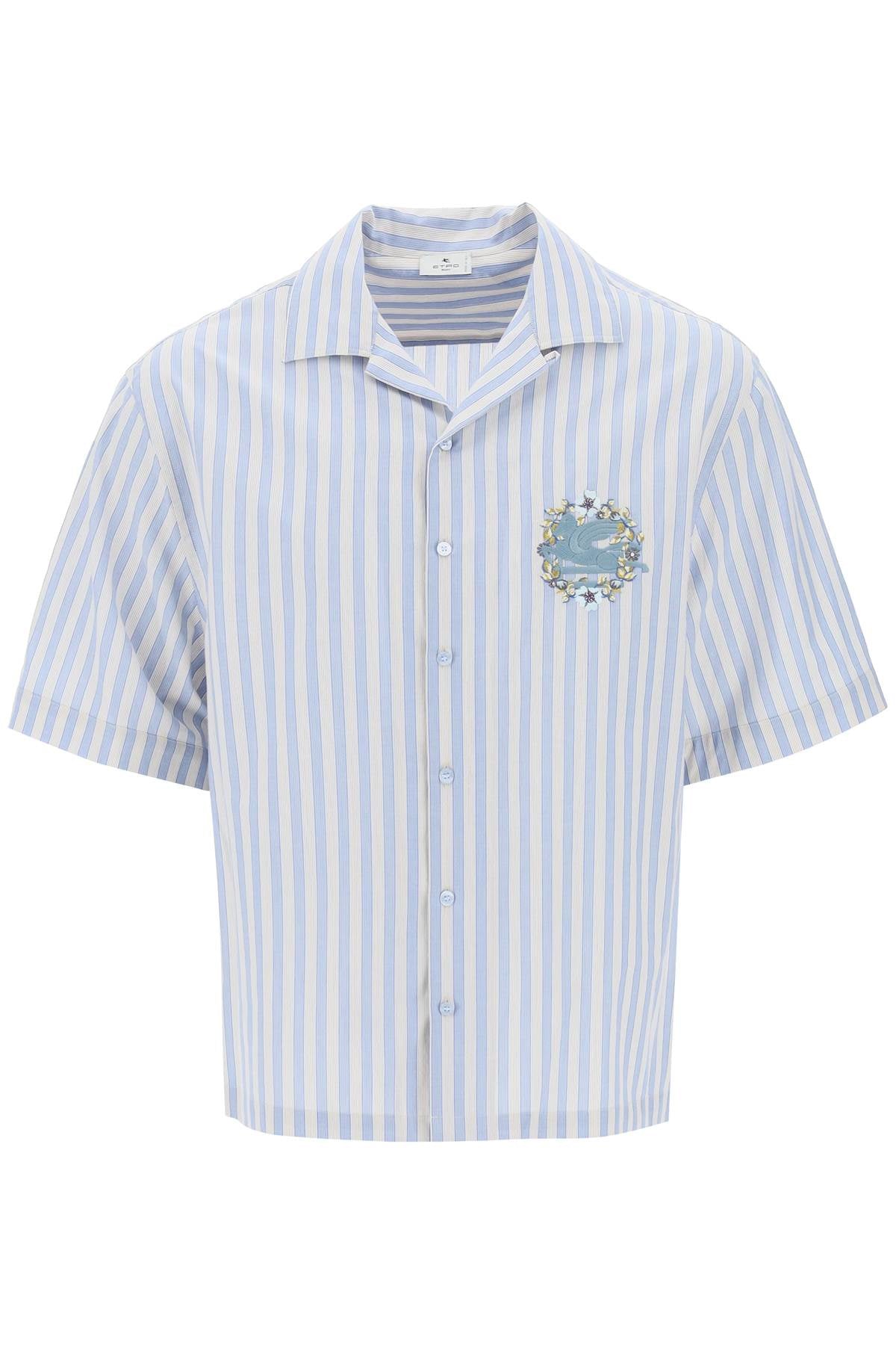 Etro pegasus striped bowling shirt image 0