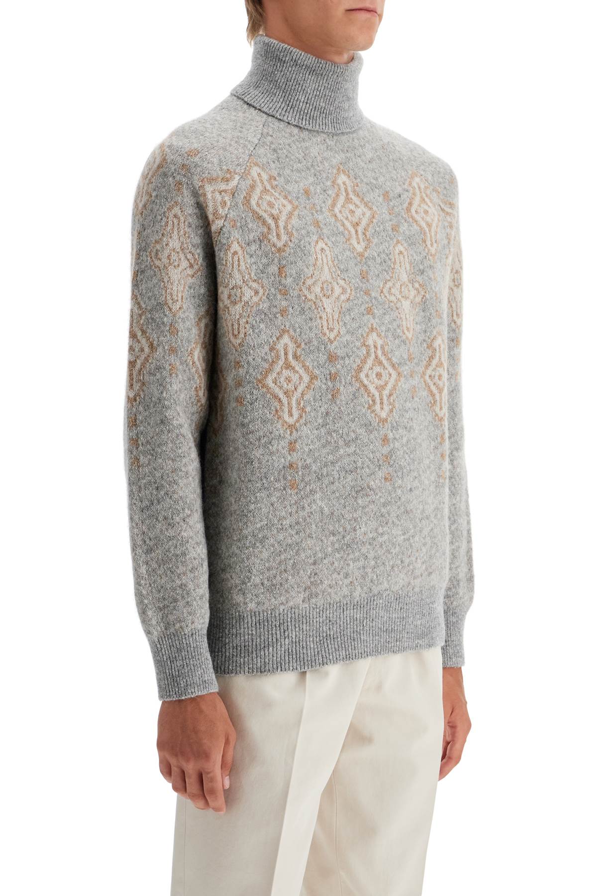 Brunello Cucinelli geometric jacquard turtleneck sweater image 1