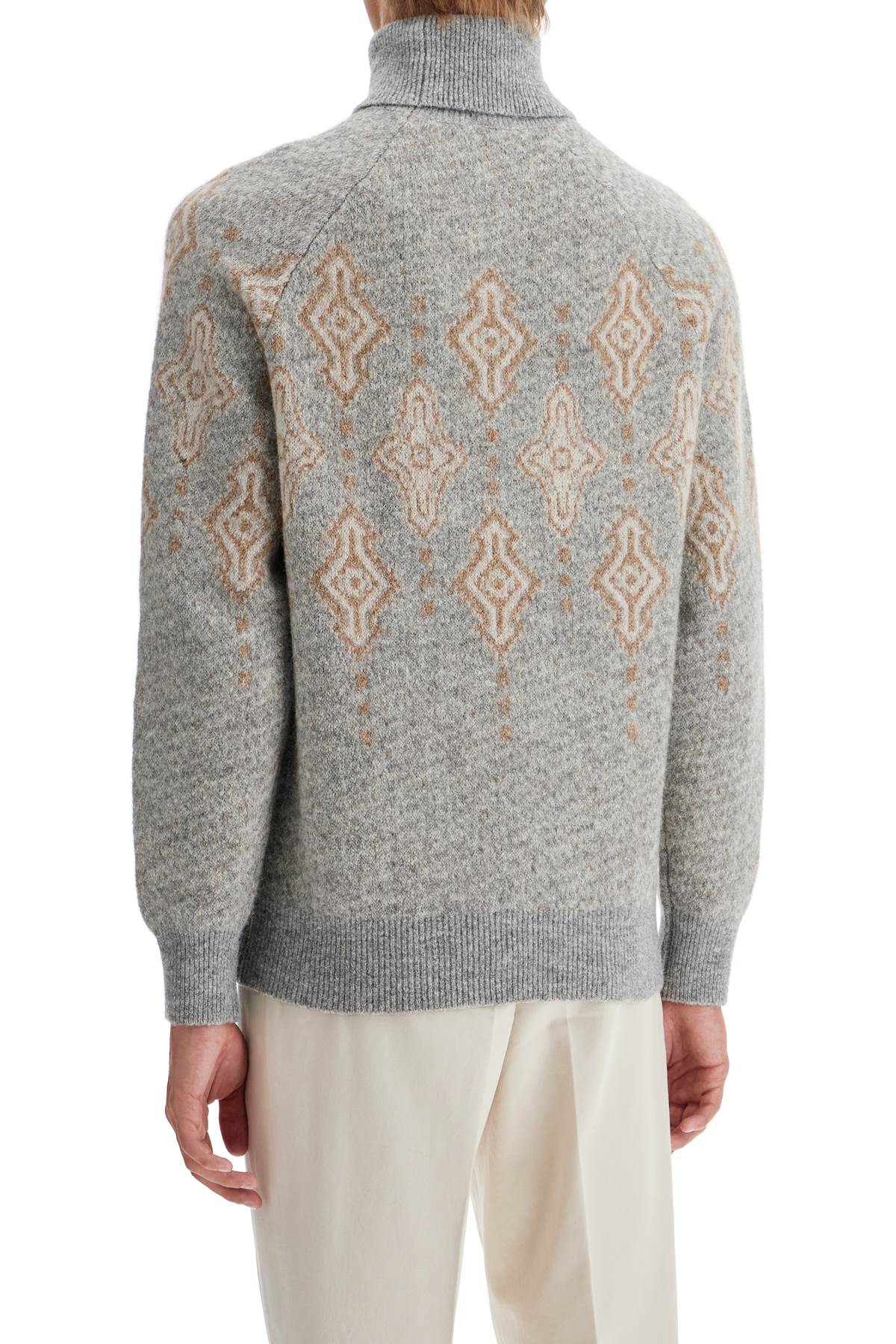 Brunello Cucinelli geometric jacquard turtleneck sweater image 2