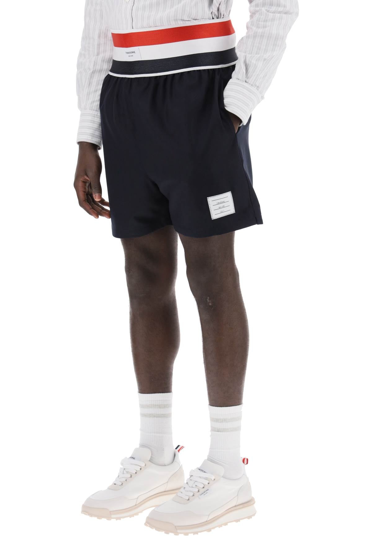 Thom Browne elastic waistband bermuda shorts in image 3