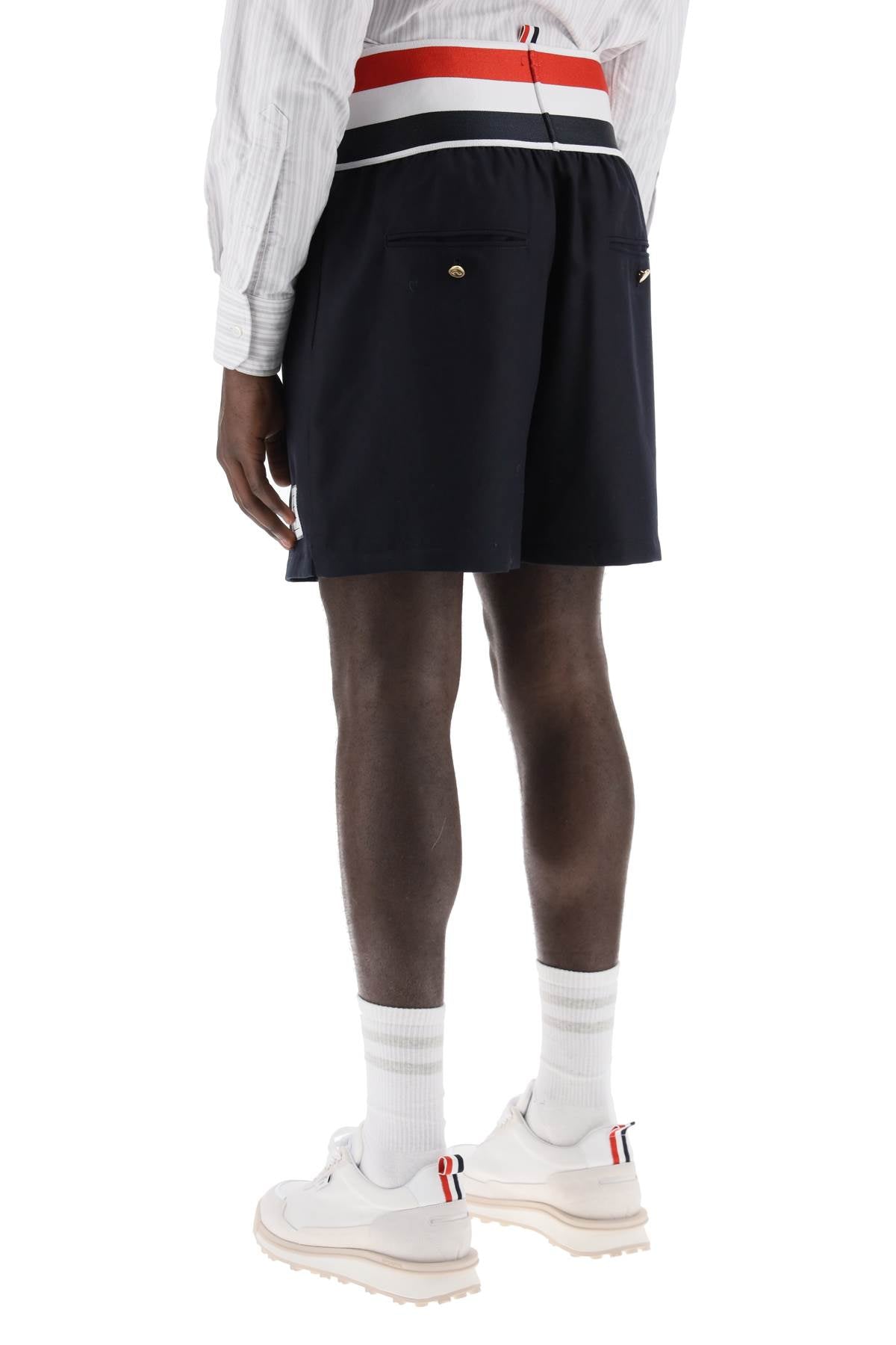 Thom Browne elastic waistband bermuda shorts in image 2