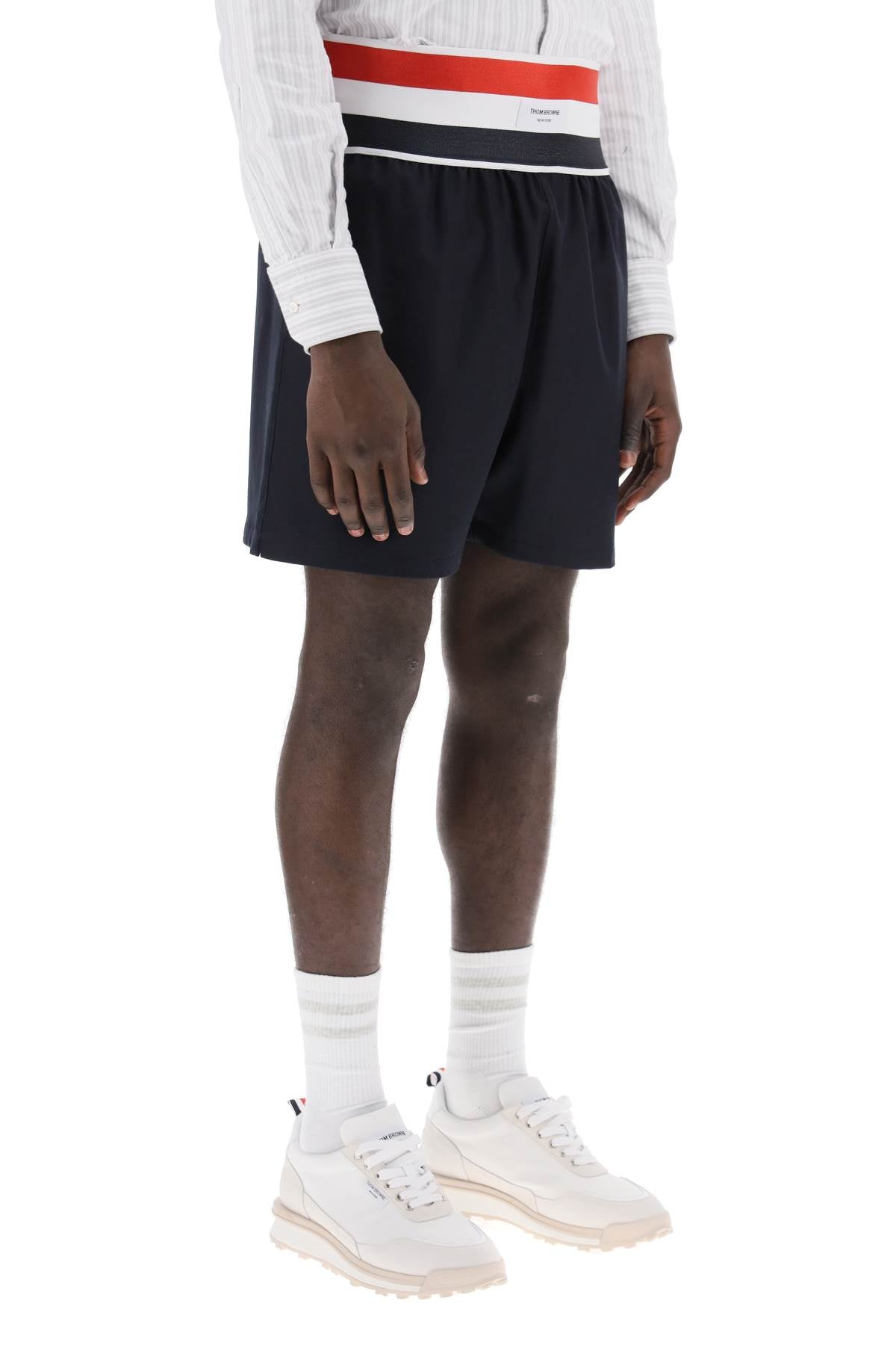 Thom Browne elastic waistband bermuda shorts in image 1