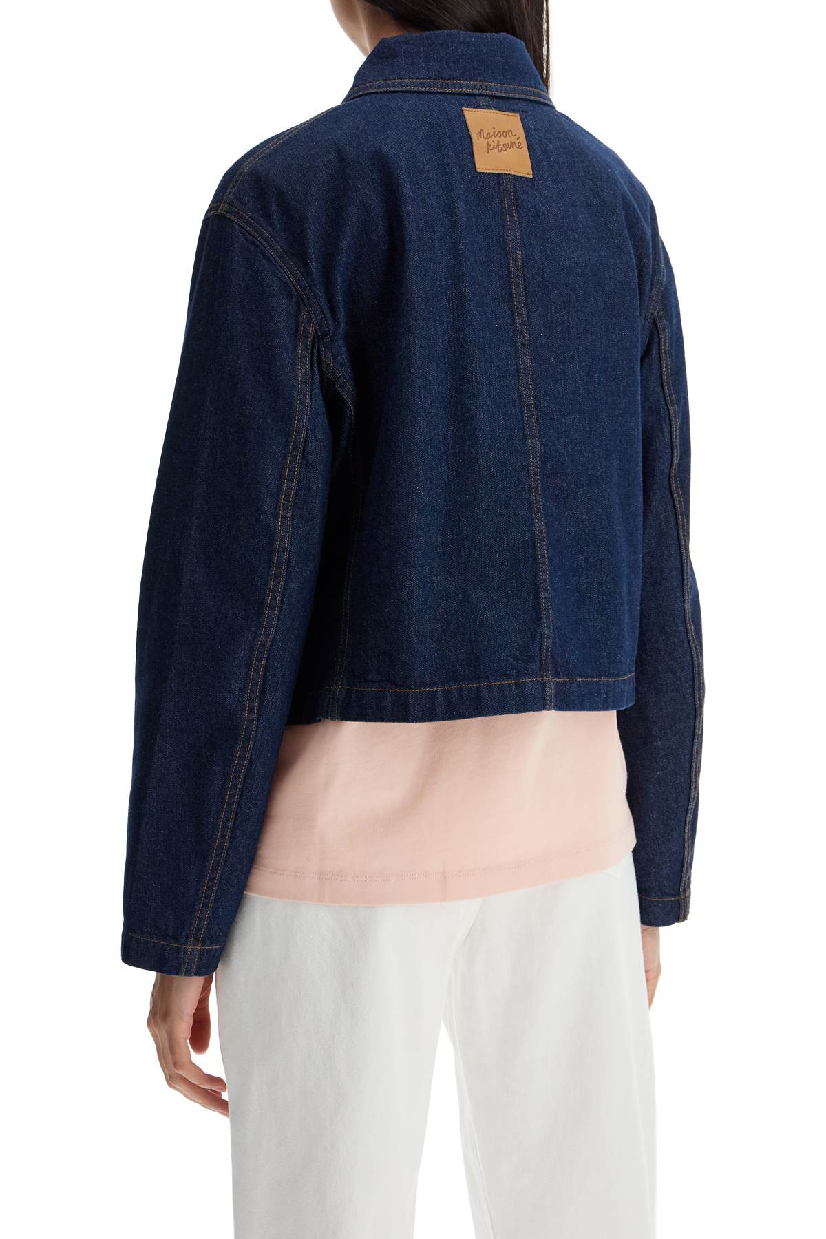 Maison Kitsuné Women's Cropped Denim Jacket with Fox Embroidery image 2