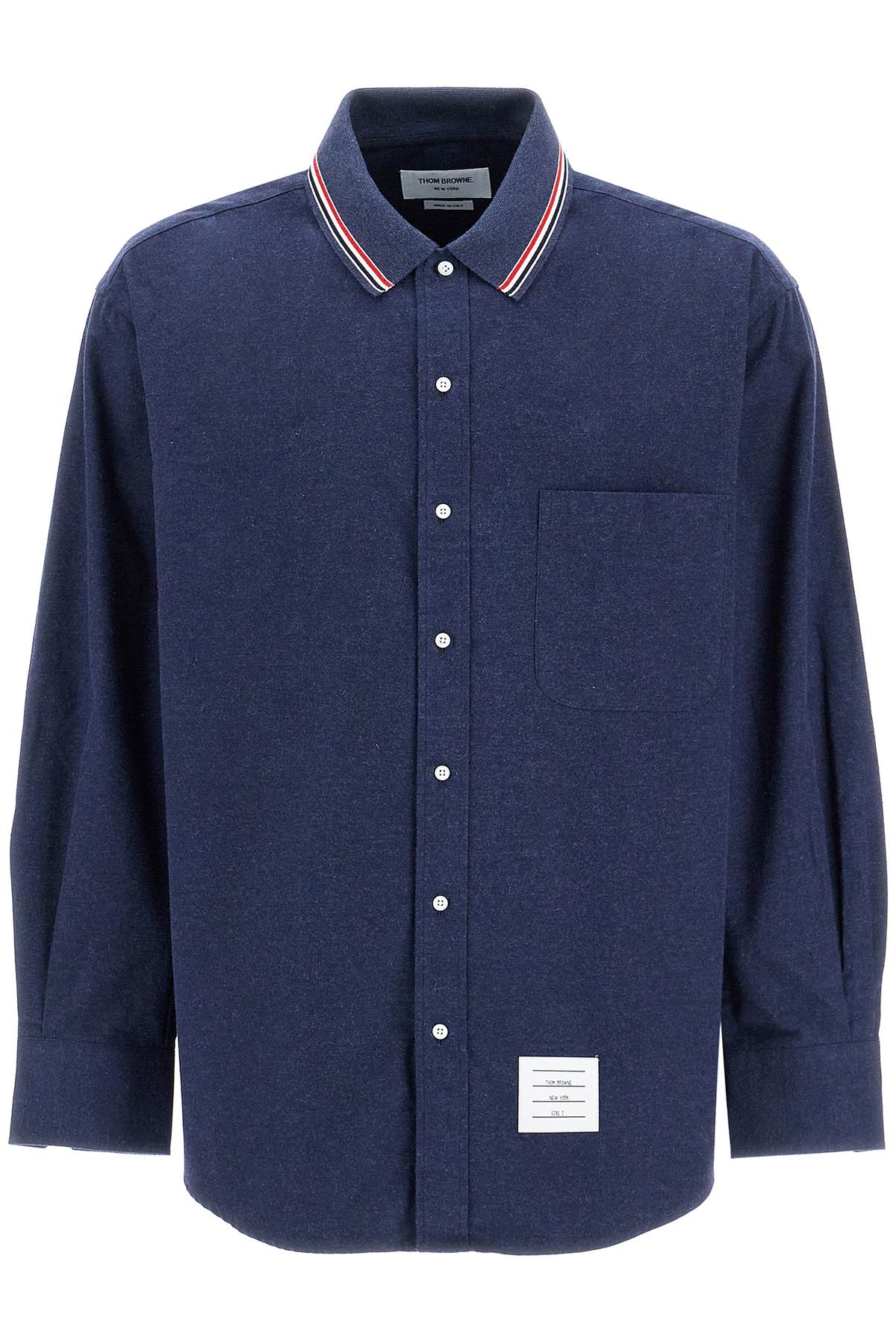 Thom Browne Oversized Flannel Shirt with Tricolor Band image 0