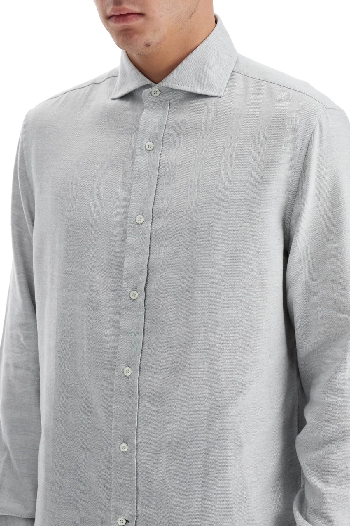 Brunello Cucinelli Men's Easy Fit Cotton-Lyocell Shirt image 3