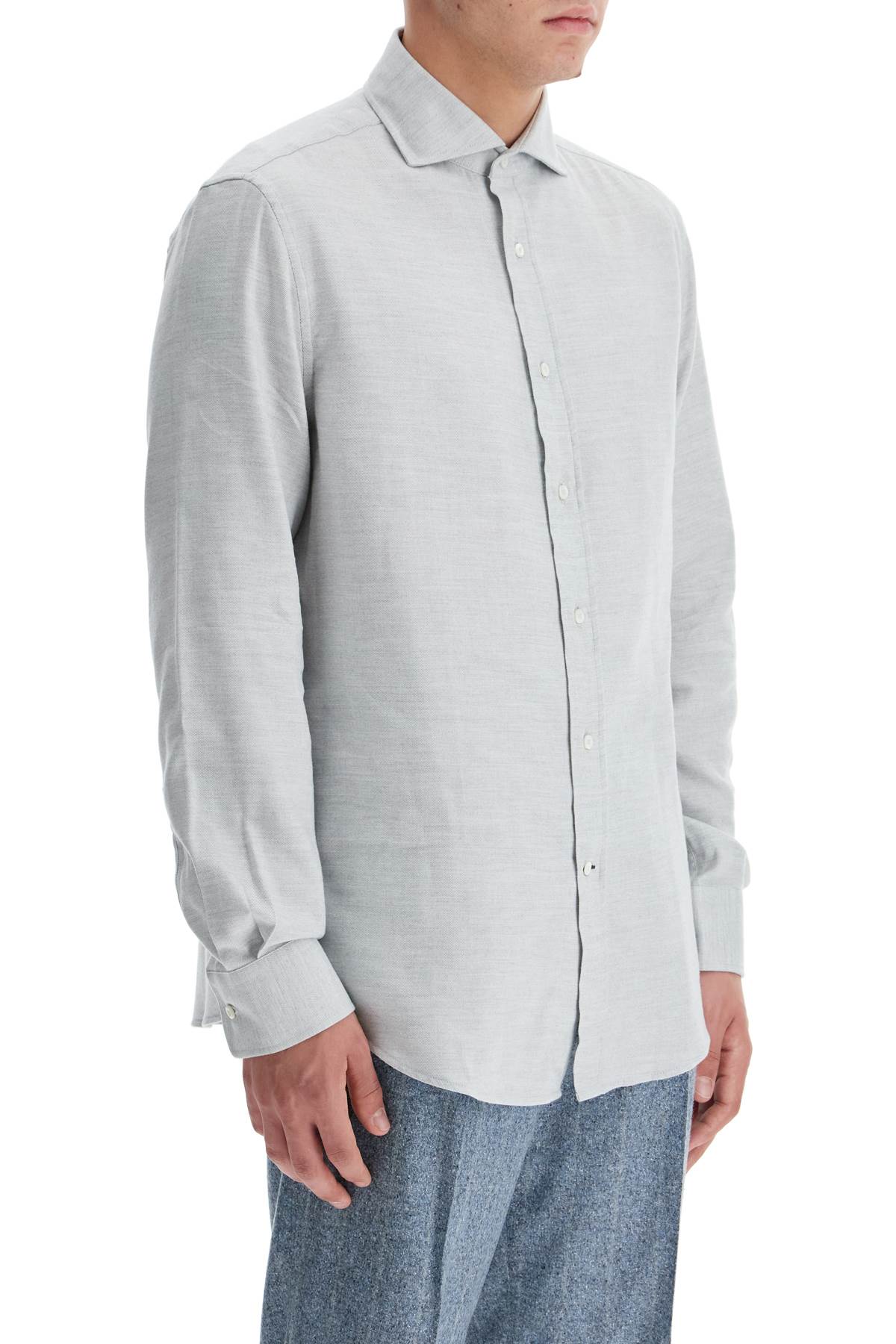 Brunello Cucinelli Men's Easy Fit Cotton-Lyocell Shirt image 1