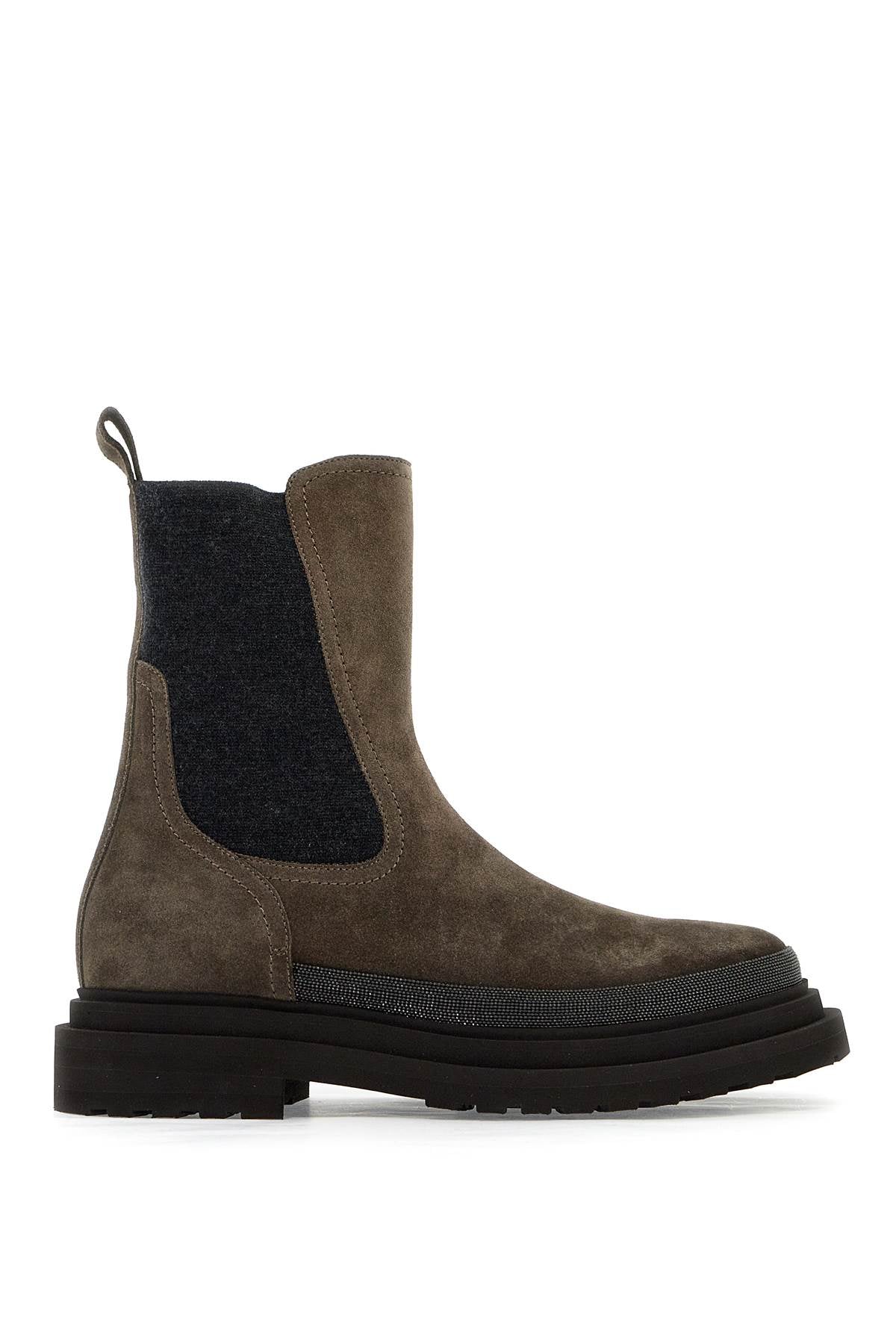 Brunello Cucinelli Suede Chelsea Ankle Boots with Monile Detail image 0