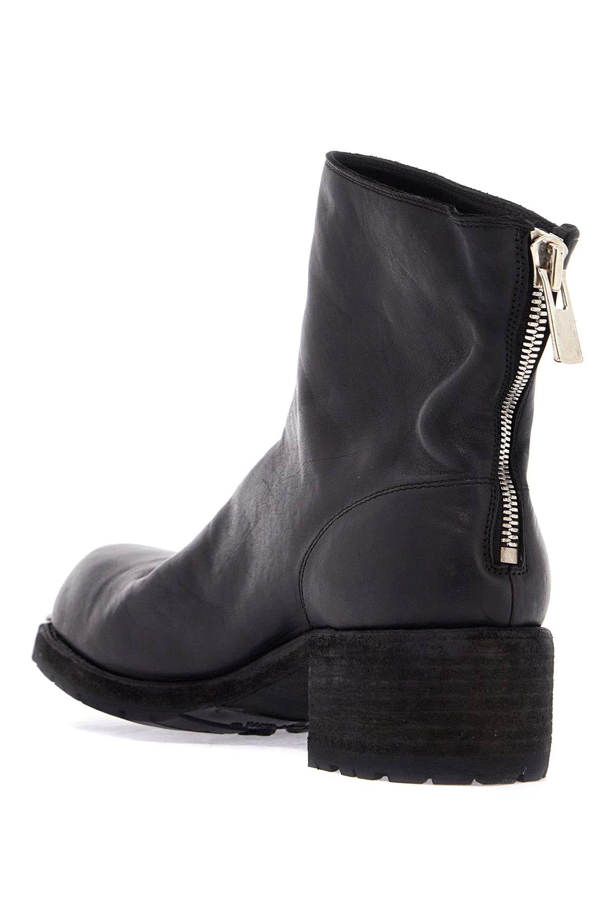 Guidi black horse leather boots with side zip and metal insert image 2