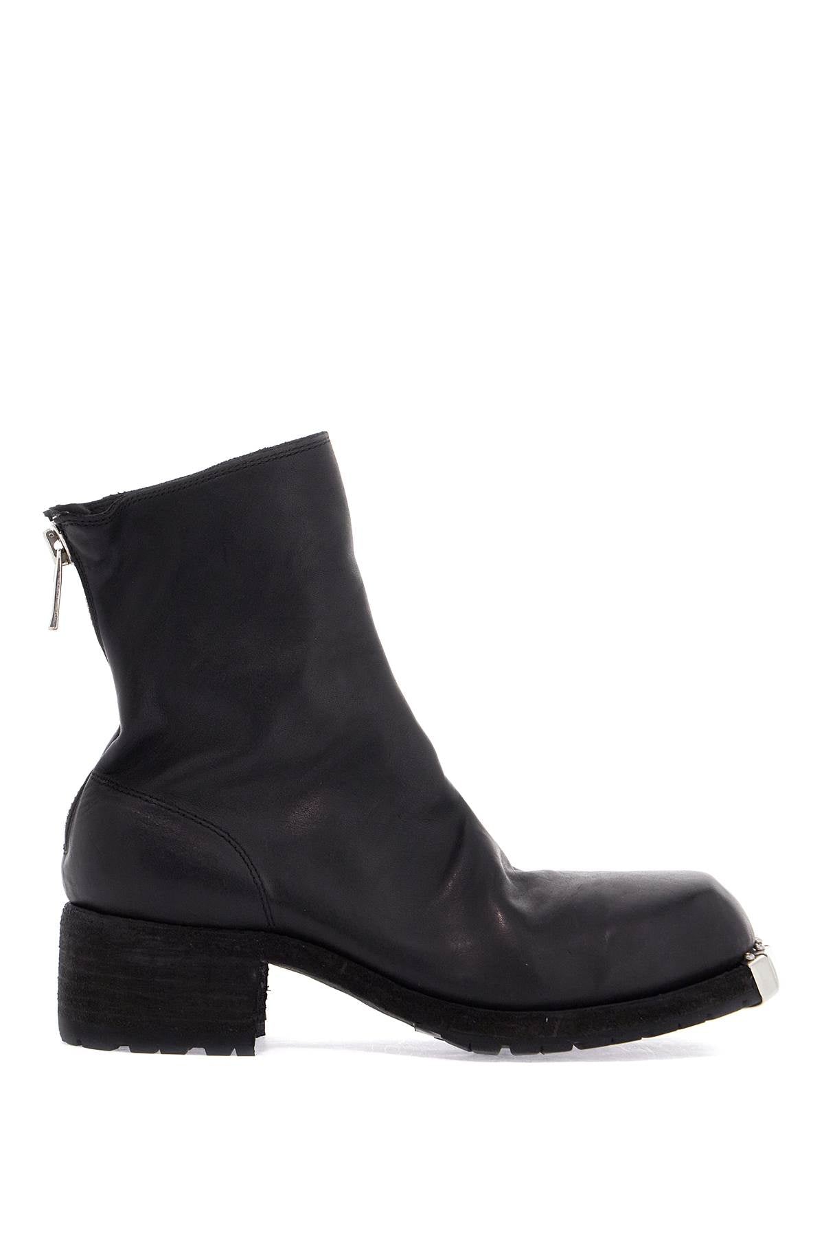 Guidi black horse leather boots with side zip and metal insert image 0