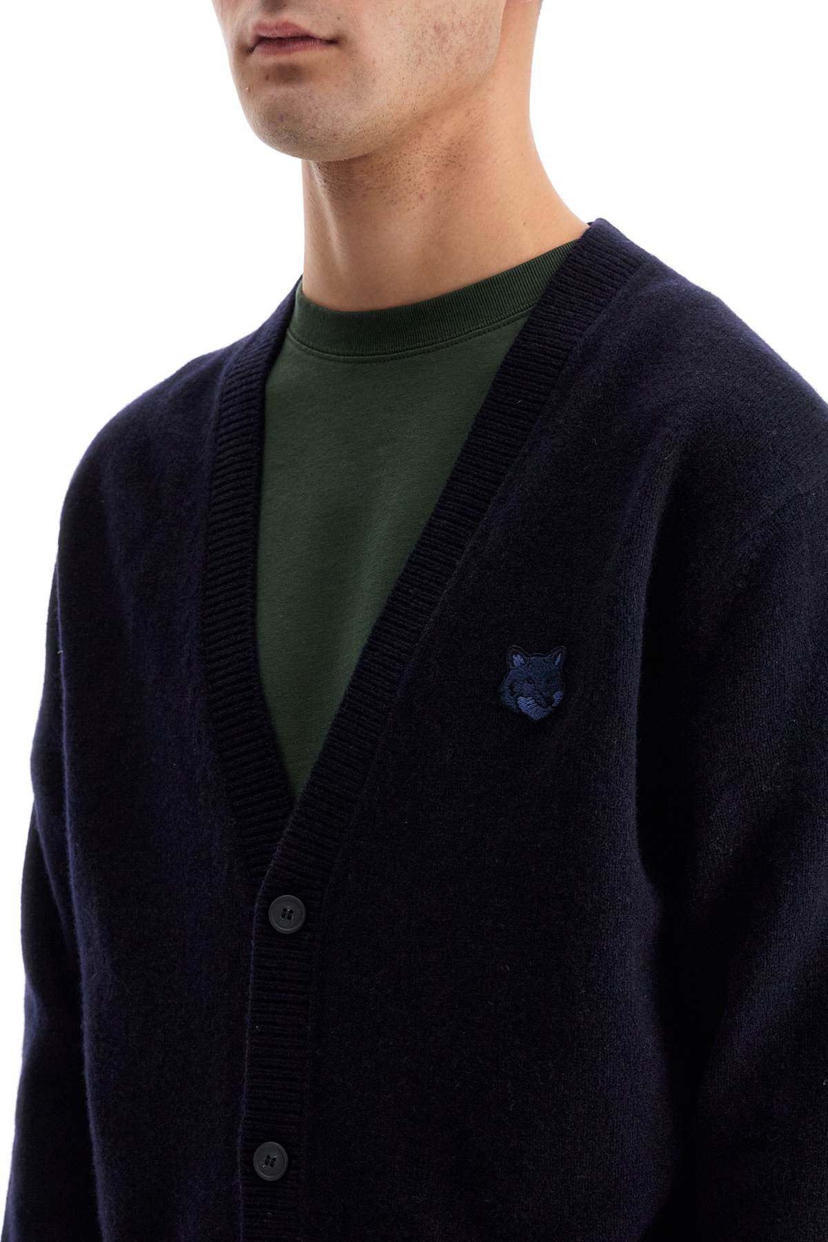 Maison Kitsuné Bold Fox Head Wool Cardigan image 3