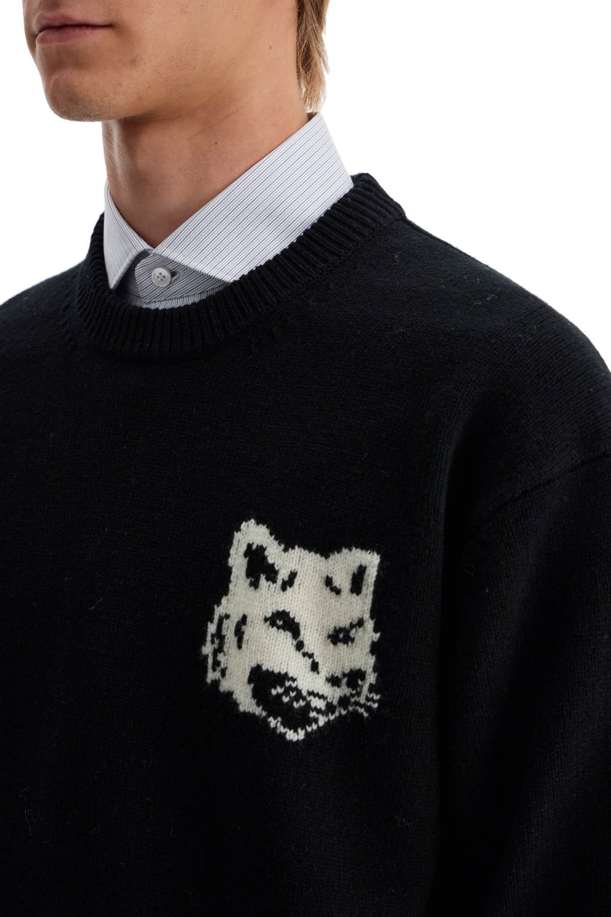 Maison Kitsune fox head wool sweater image 3