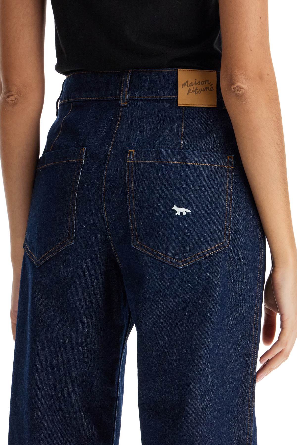 Maison Kitsune Straight Embroidered Denim Jeans image 3