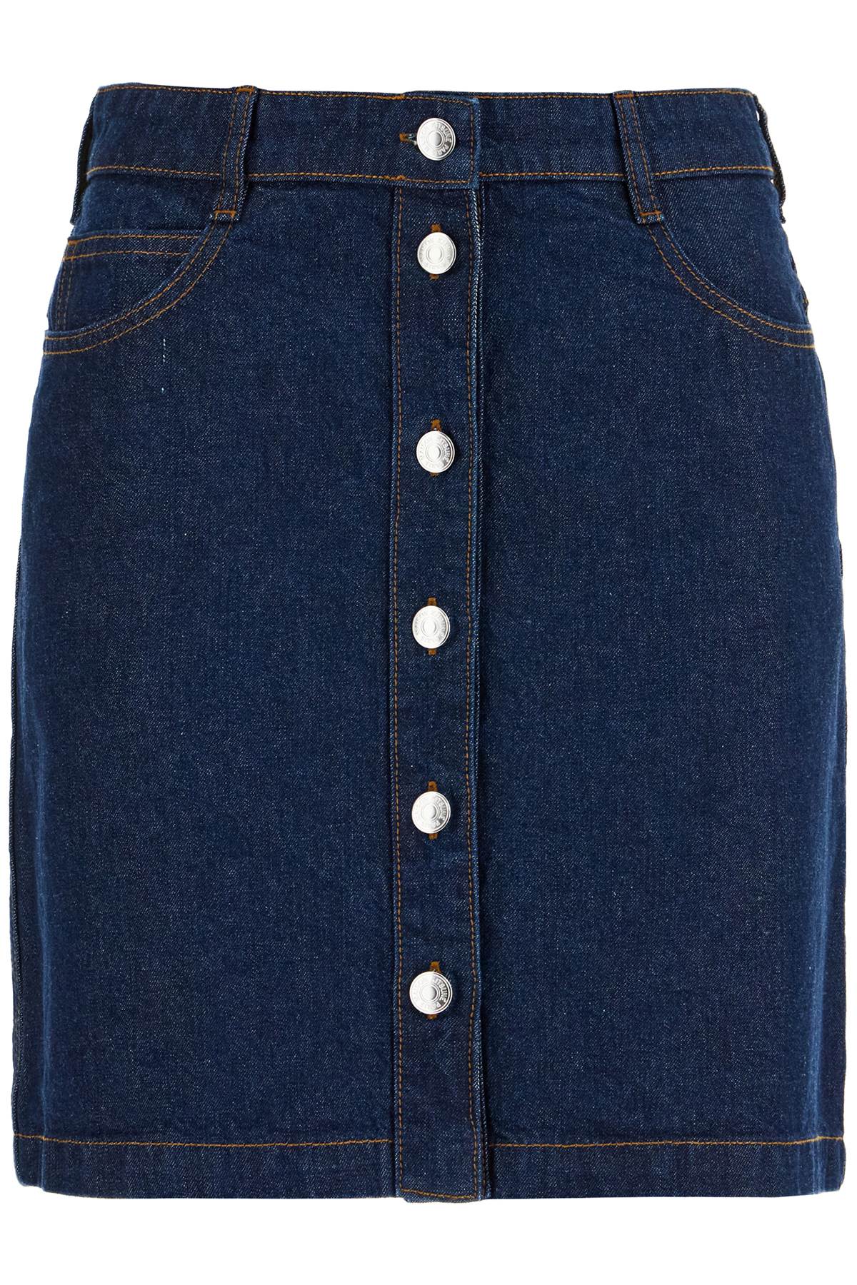 Maison Kitsuné Japanese Denim Mini Skirt with Fox Embroidery image 0