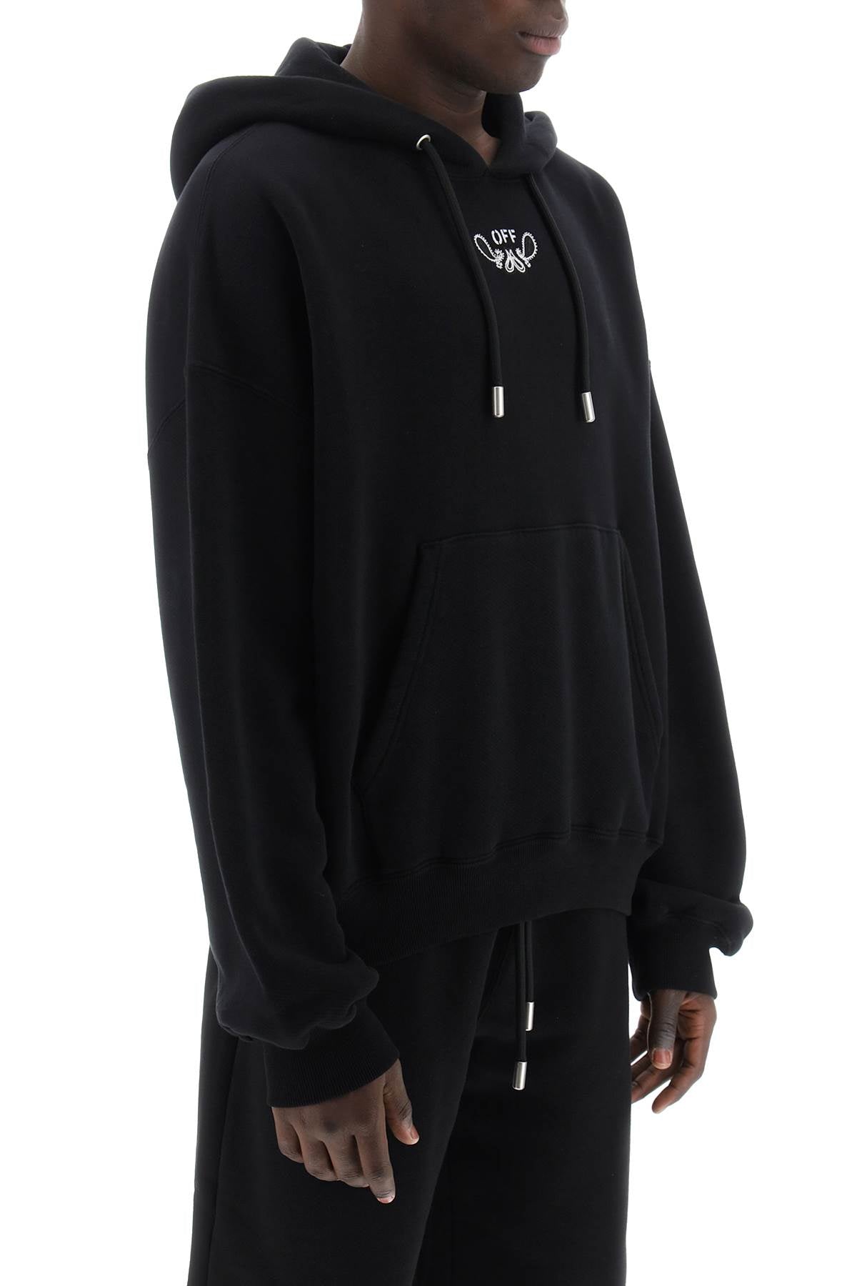 Off-White Oversized Hooded Sweatshirt with Paisley Embroidery image 1