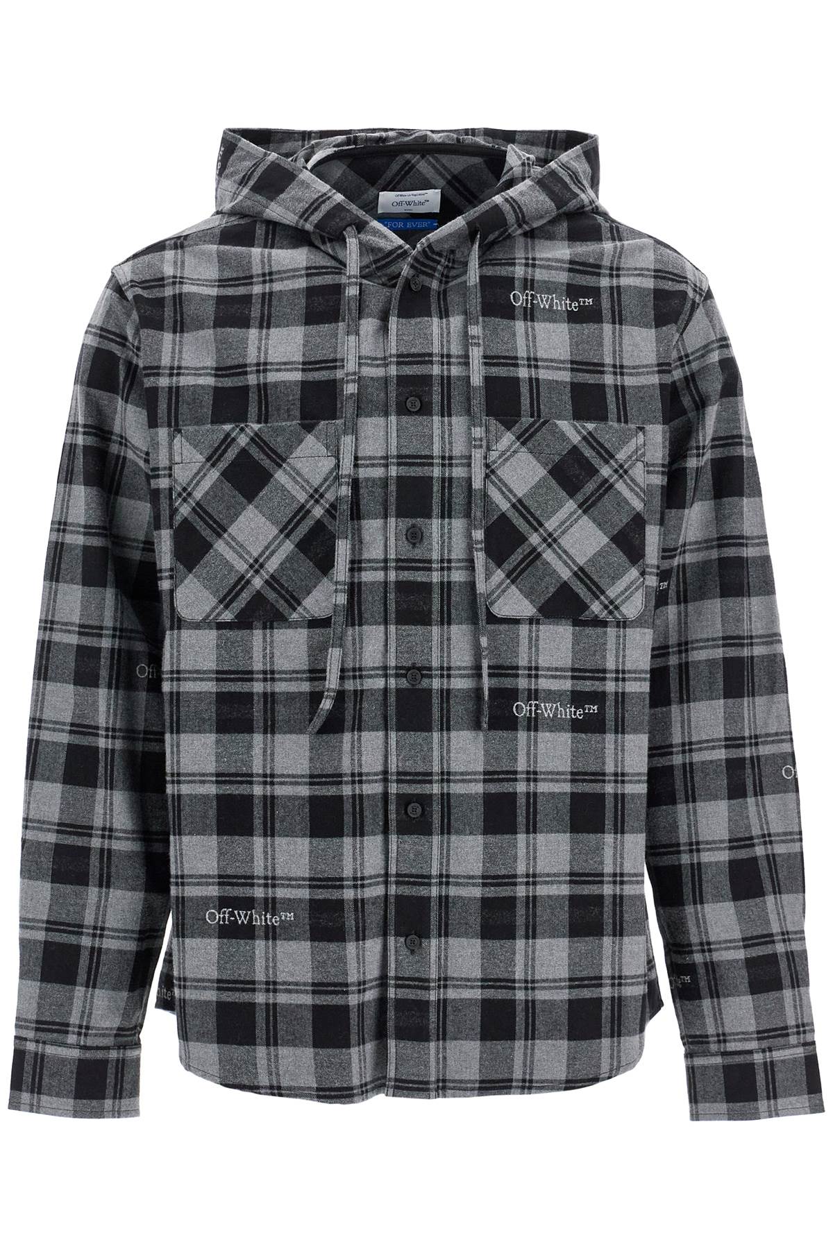 Off-White checked overshirt with hood image 0