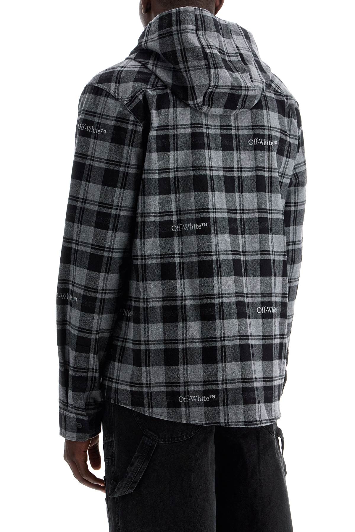 Off-White checked overshirt with hood image 2