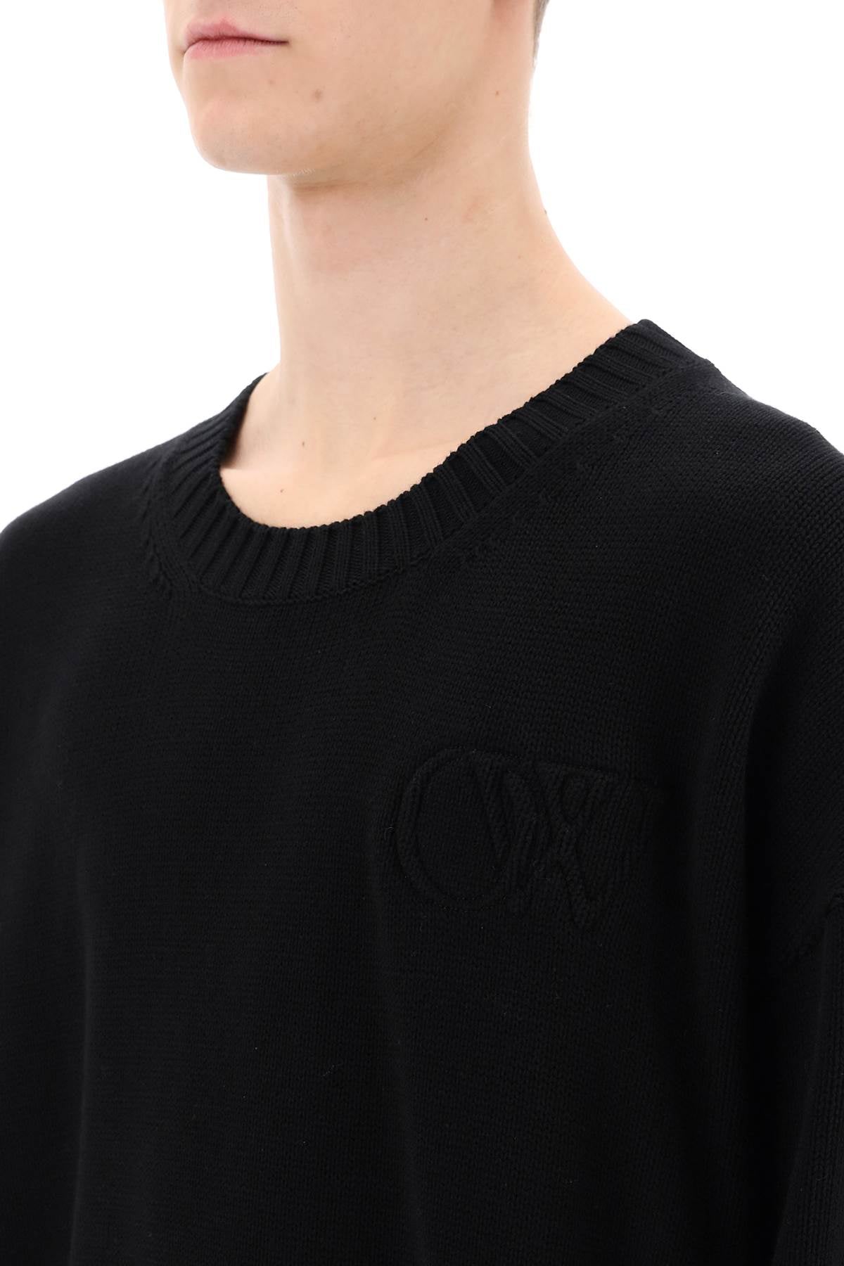 Off-White Embossed Diagonal Motif Sweater image 3