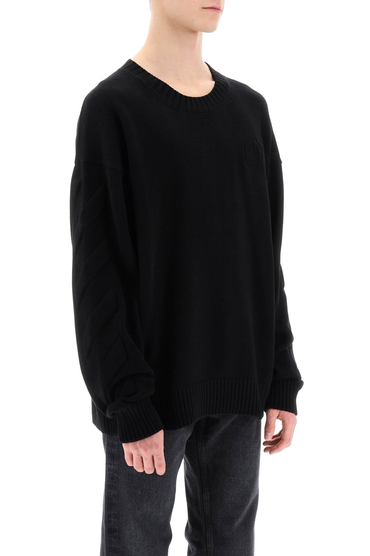 Off-White Embossed Diagonal Motif Sweater image 1