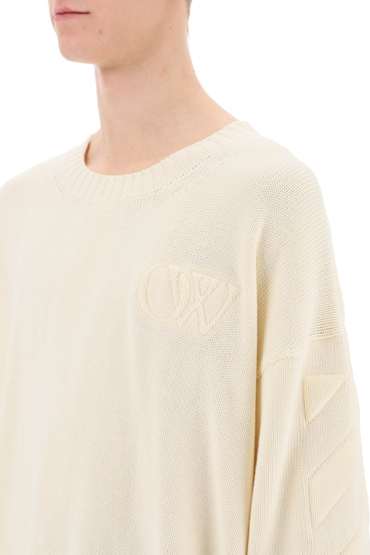 Off-White Embossed Diagonal Motif Sweater image 3