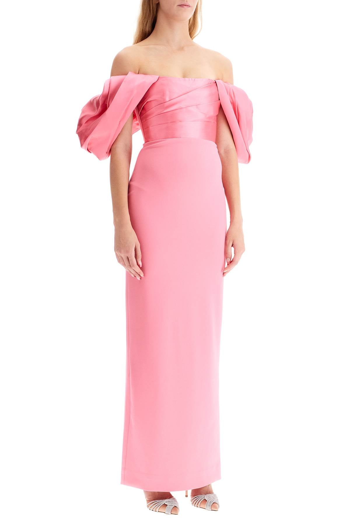 Solace London Sian Long Dress: Elegant Crepe Gown with Balloon Sleeves image 1