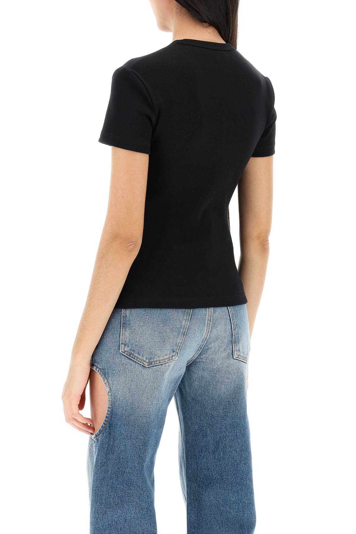 Off-White ribbed t-shirt with off embroidery image 2