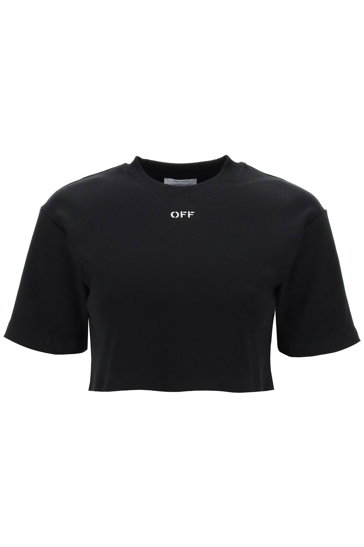 Off-White cropped t-shirt with off embroidery image 0