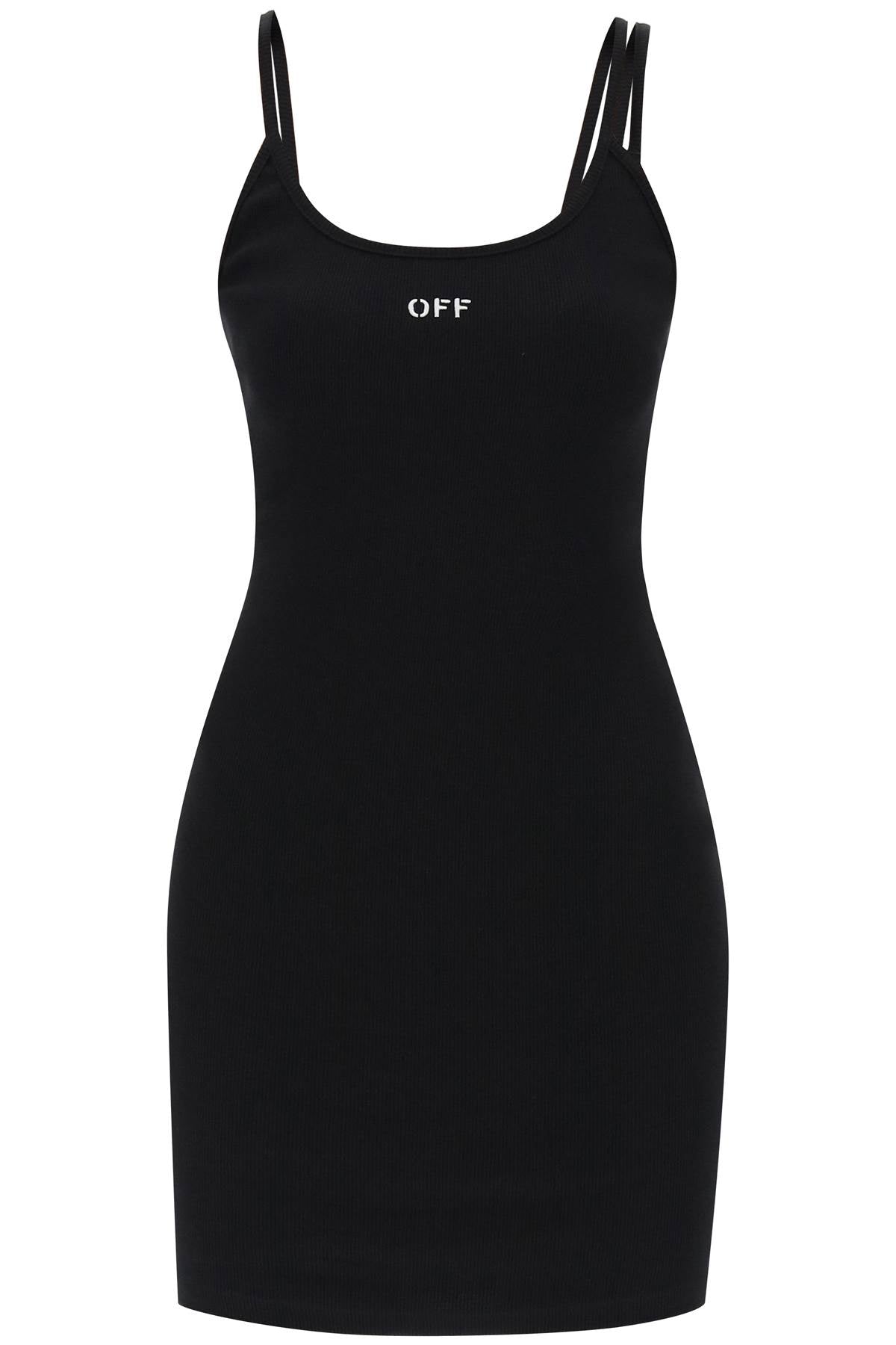 Off-White Ribbed Tank Dress with 'OFF' Embroidery image 0