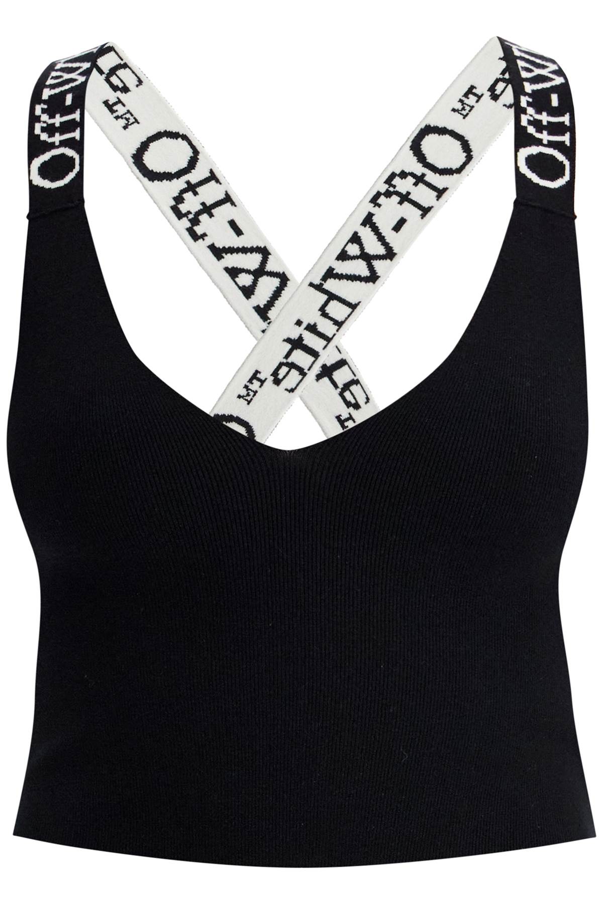 Off-White knitted crop top with branded straps image 0