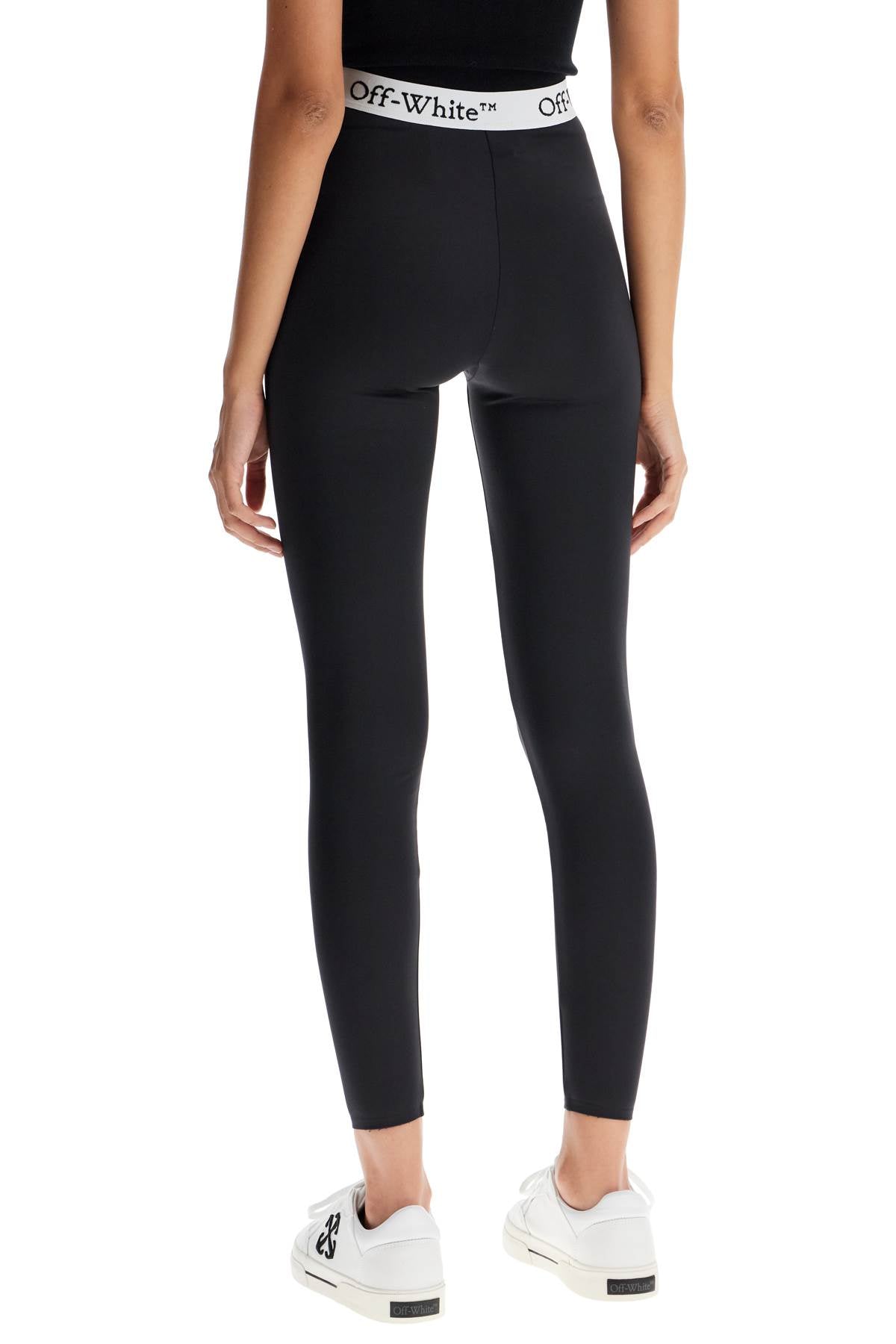 Off-White Lycra Leggings with Logo Band image 2