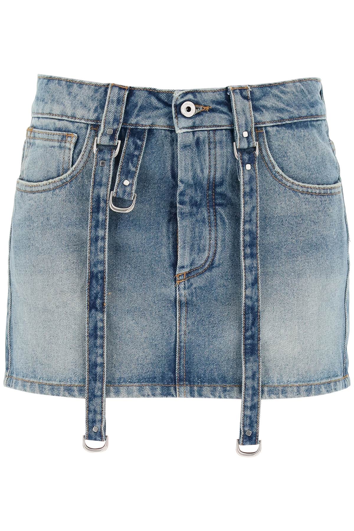 Off-White Denim Mini Skirt with Straps image 0