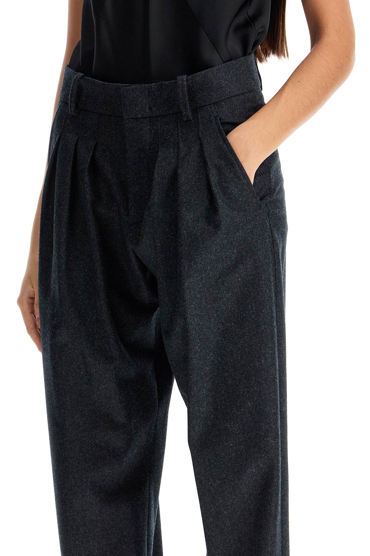 Isabel Marant Casile High Waist Wool Flannel Trousers image 3