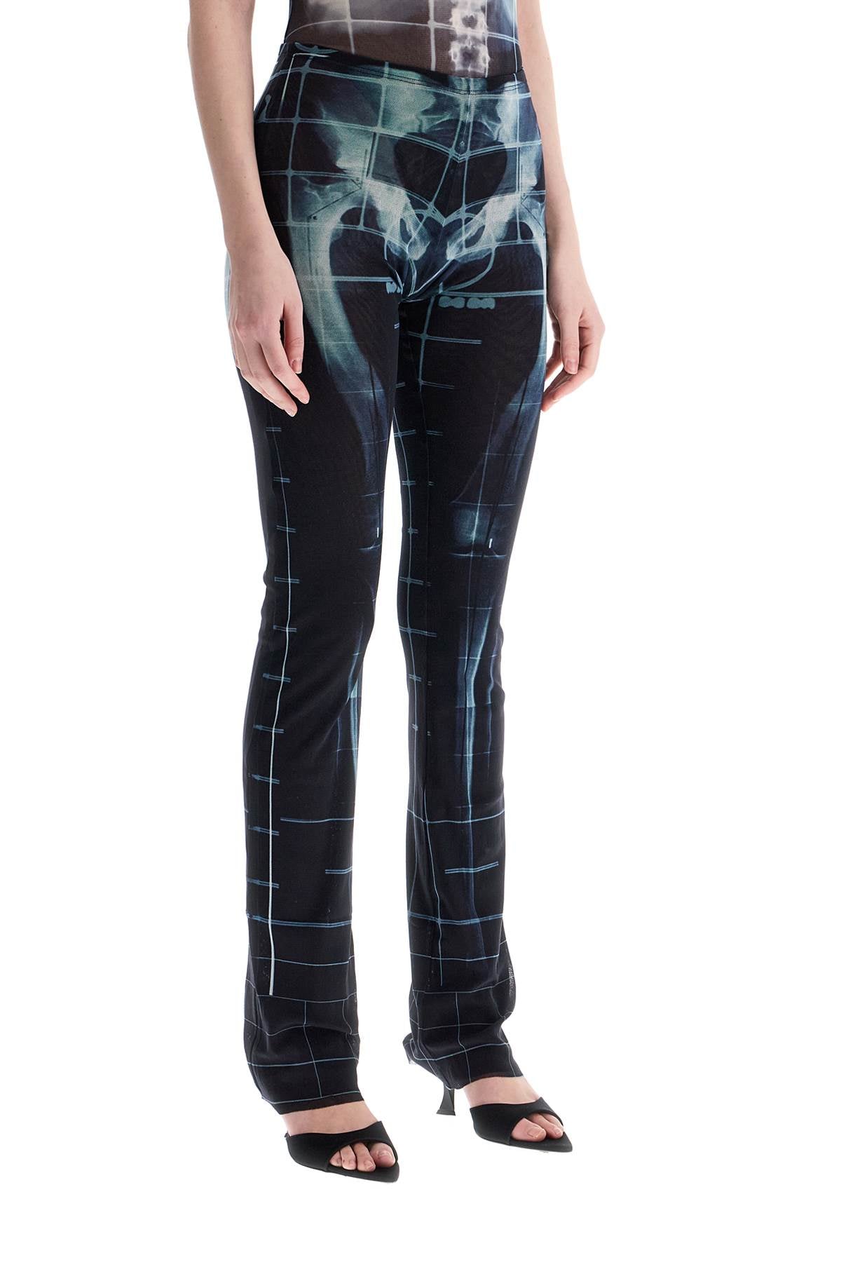 JEAN PAUL GAULTIER black polyamide pants with skeleton print image 1