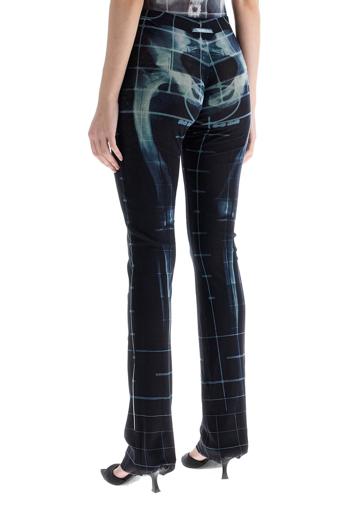 JEAN PAUL GAULTIER black polyamide pants with skeleton print image 2